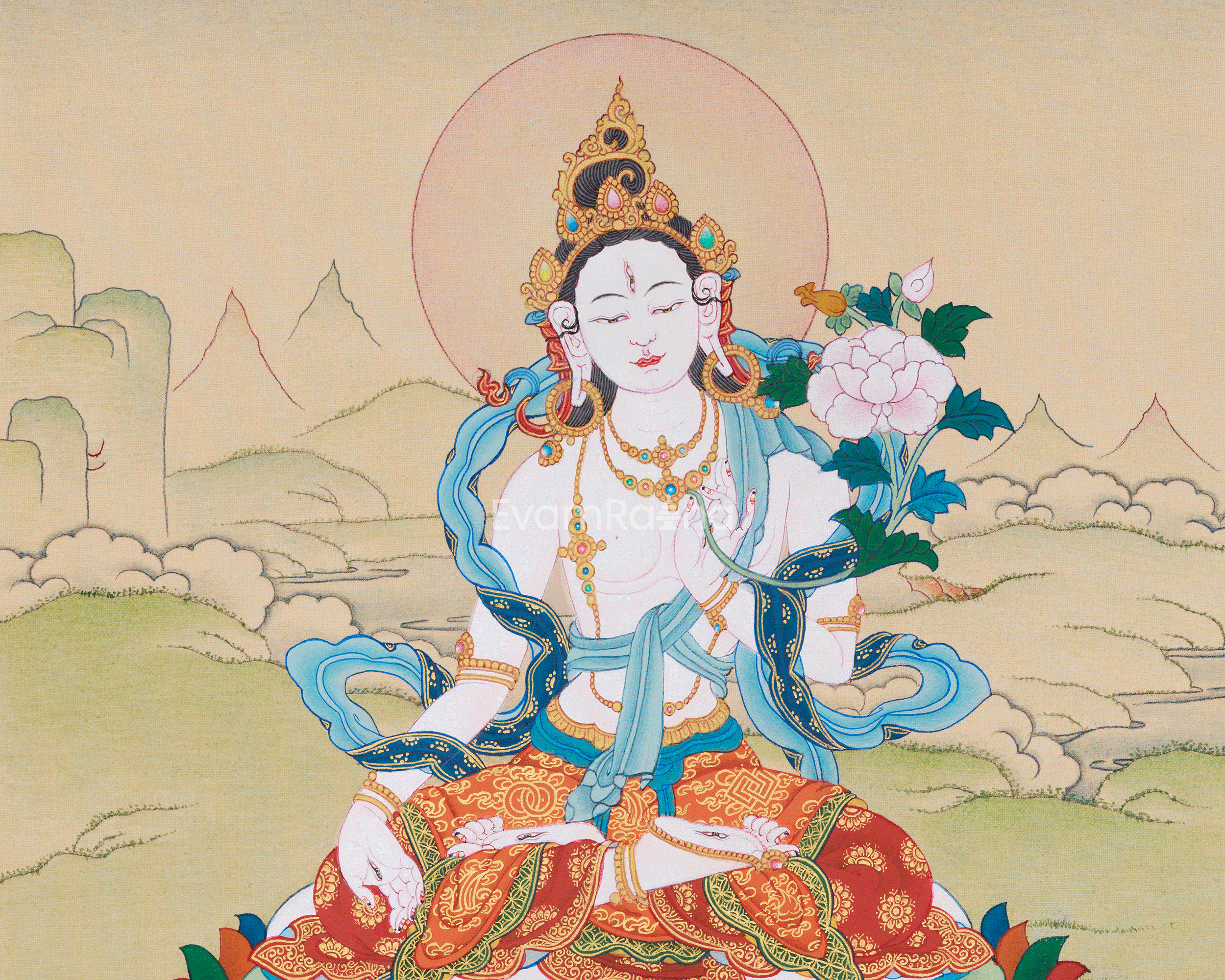 White Tara Buddhist Art | Seven-Eyed Goddess of Healing and Protection