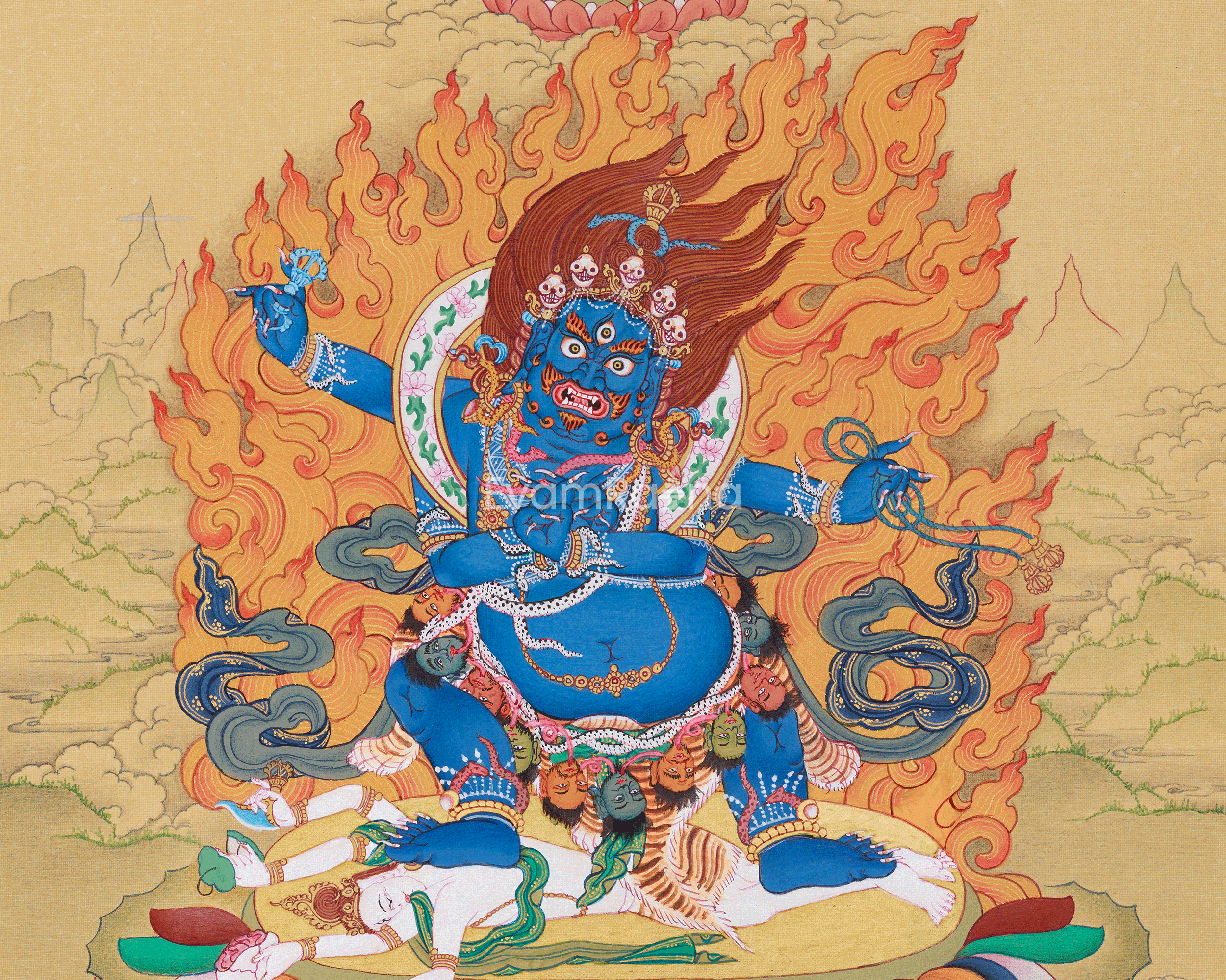 Sacred Vajrapani Butadamara Thangka | Bodhisattva of Protection and Strength