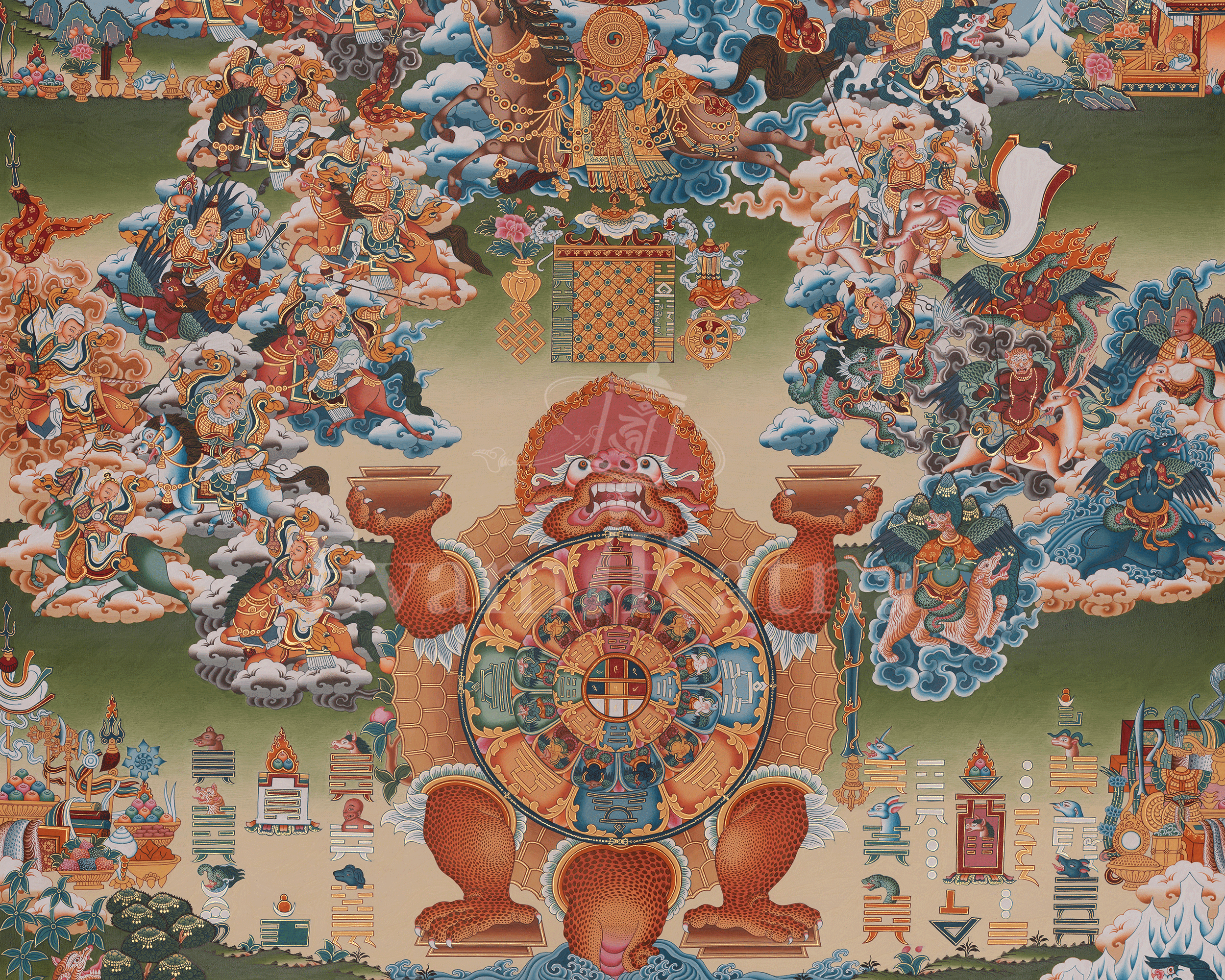 Traditional Tibetan Calendar | Hand-Painted Himalayan Astrological Thangka