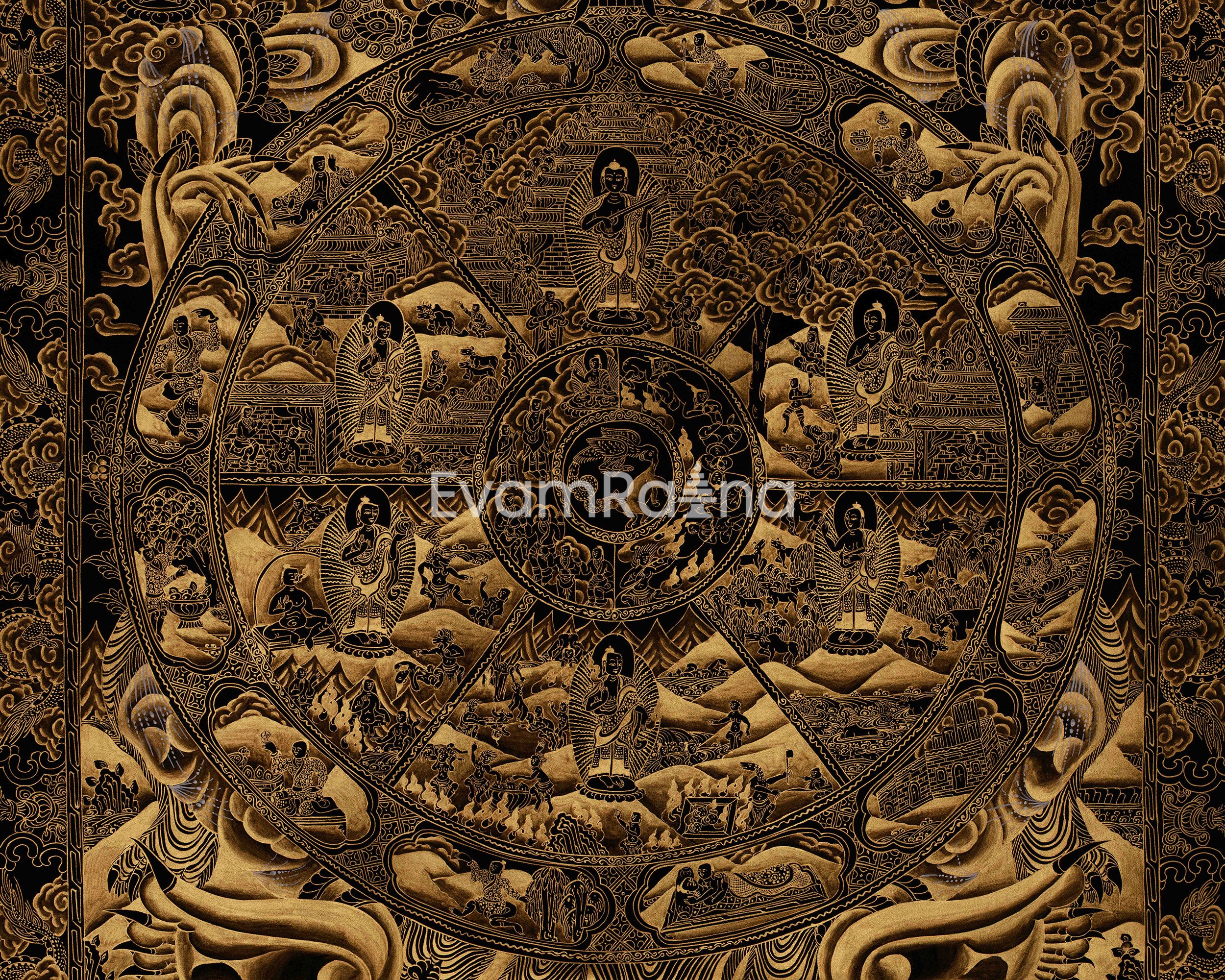 Hand Painted Wheel of Life Art | The Six Realms and Buddhist Teachings