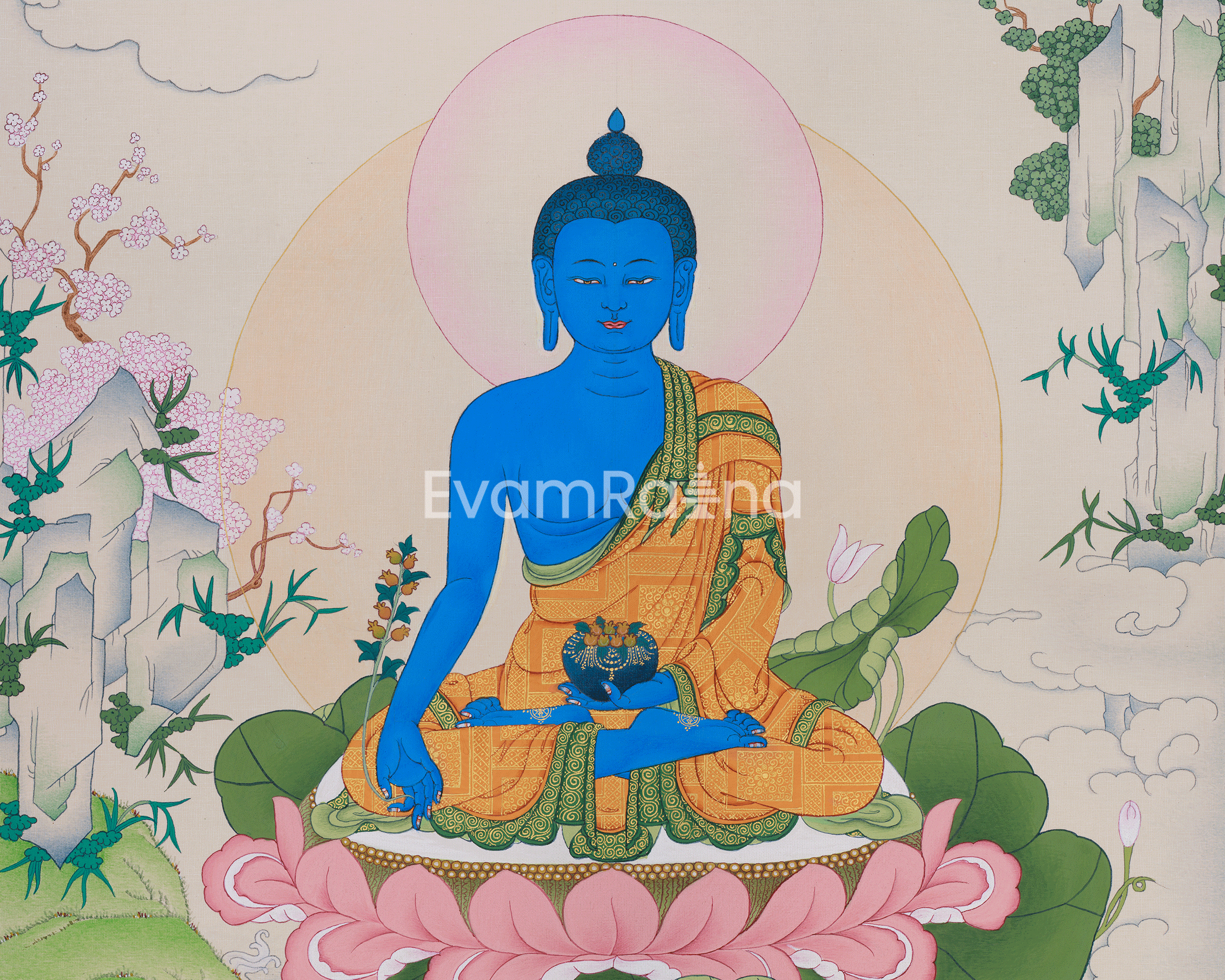 Healing Buddha Bhaisajyaguru Art | Medicine Buddha Thangka