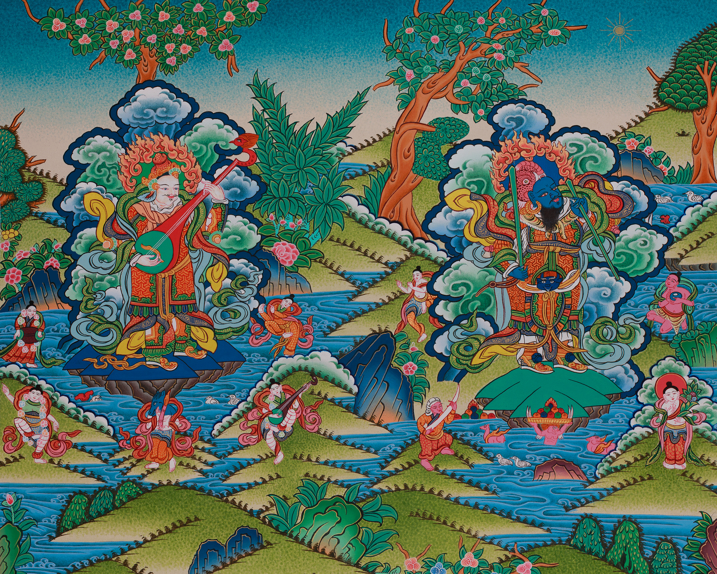 Four Heavenly Kings Thangka | Sacred Guardians of the Four Directions