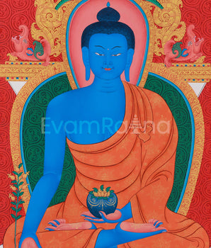 Tibetan Healing Medicine Buddha Thangka | Sacred Kadampa Style Art