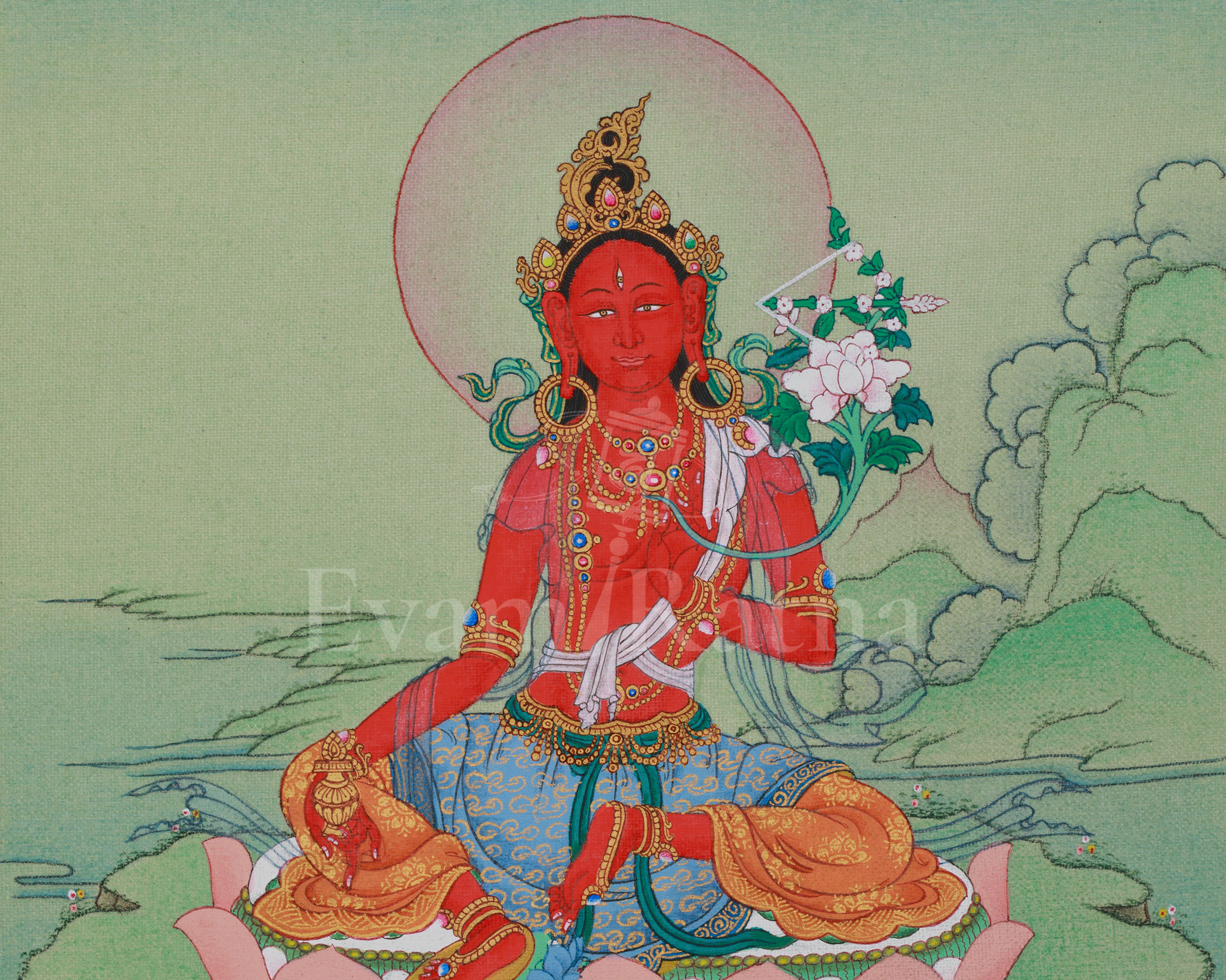 Red Tara Himalayan Artwork | Tibetan Deity of Compassionate Power