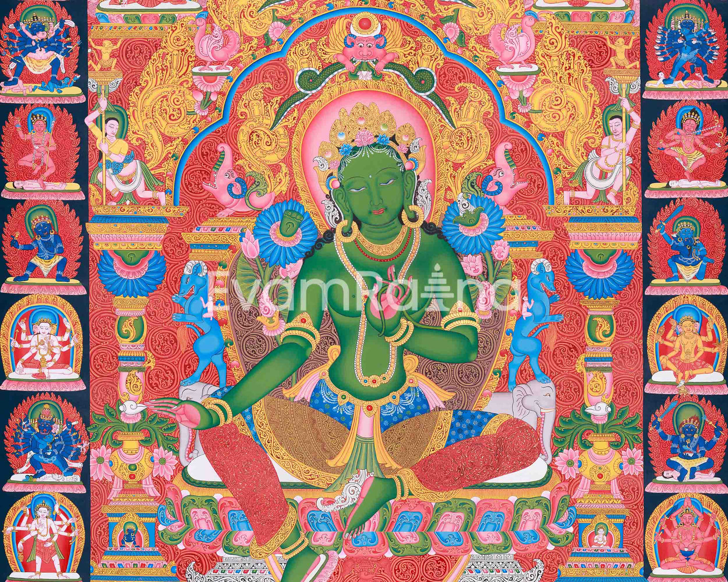 Green Tara Thangka Print | Himalayan Wall Decor | Goddess Of Compassion