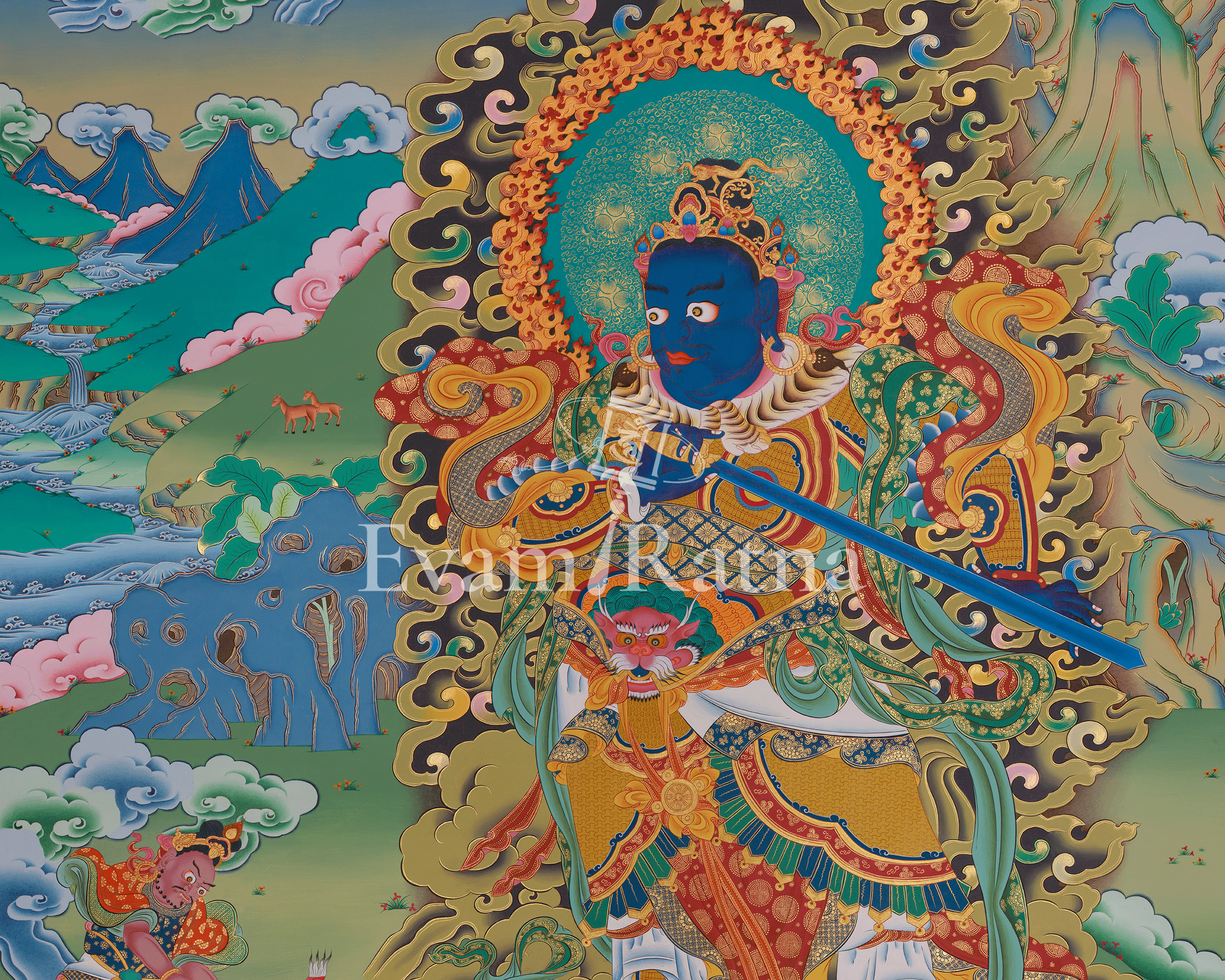 Virudhaka Thangka | Buddhist Guardian King of the South