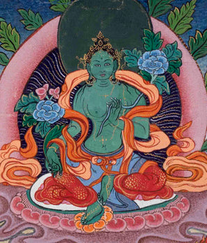 Vintage Green Tara Thangka | Goddess Art