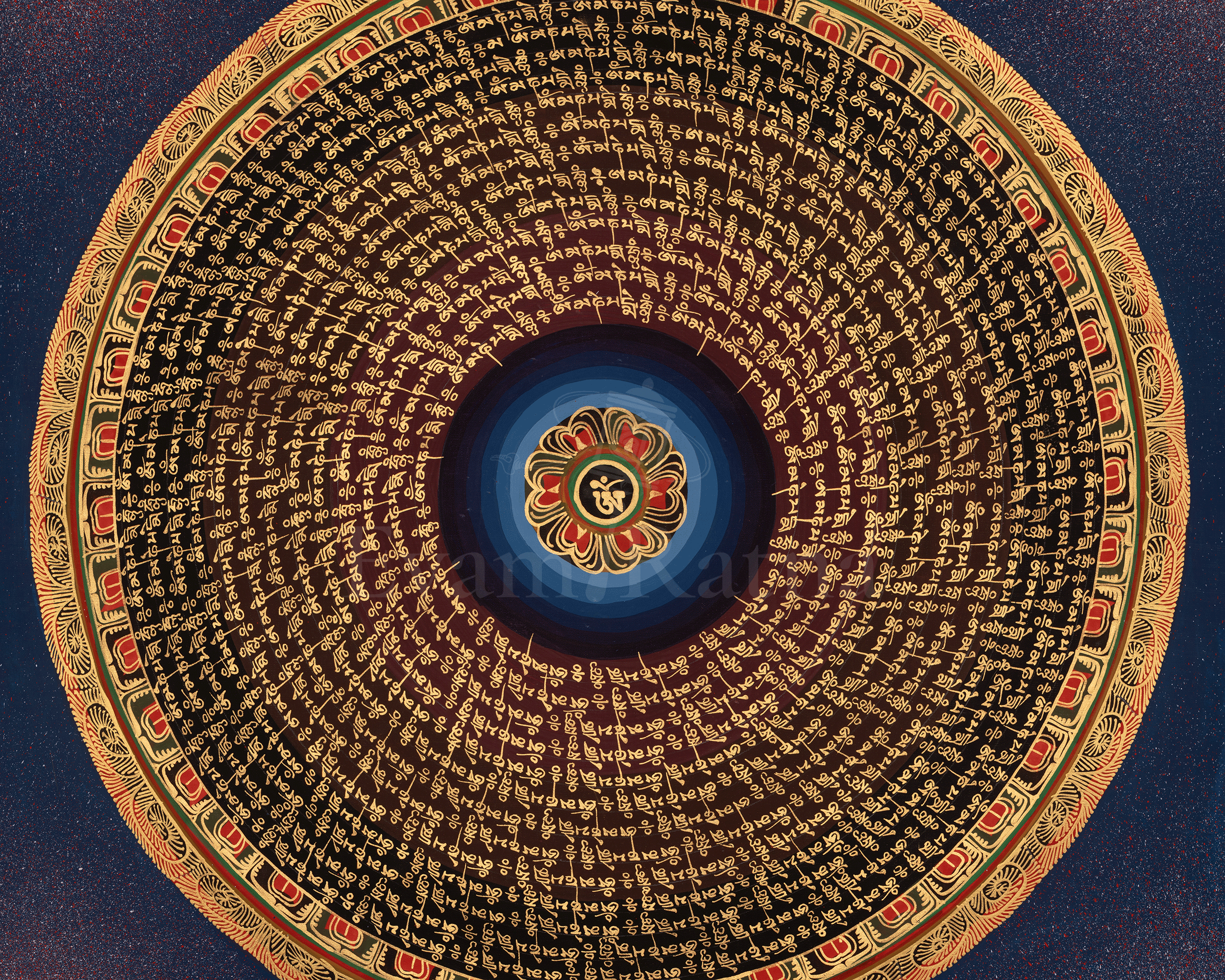 Mantra Mandala Sacred Thangka | Tibetan Artwork | Representing Enlightened Universe
