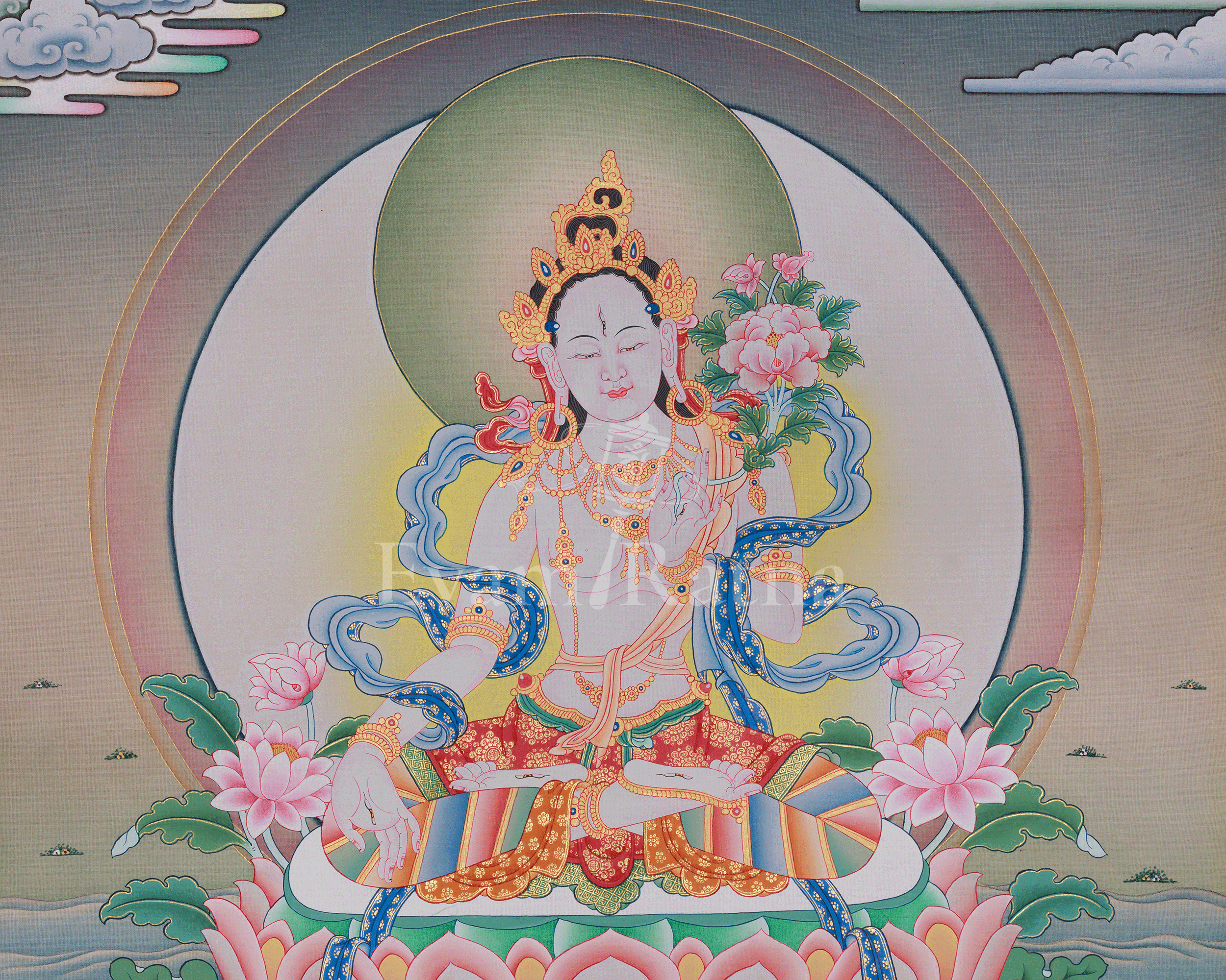 Sacred White Tara Artwork | Healing and Longevity Deity | Female Buddha