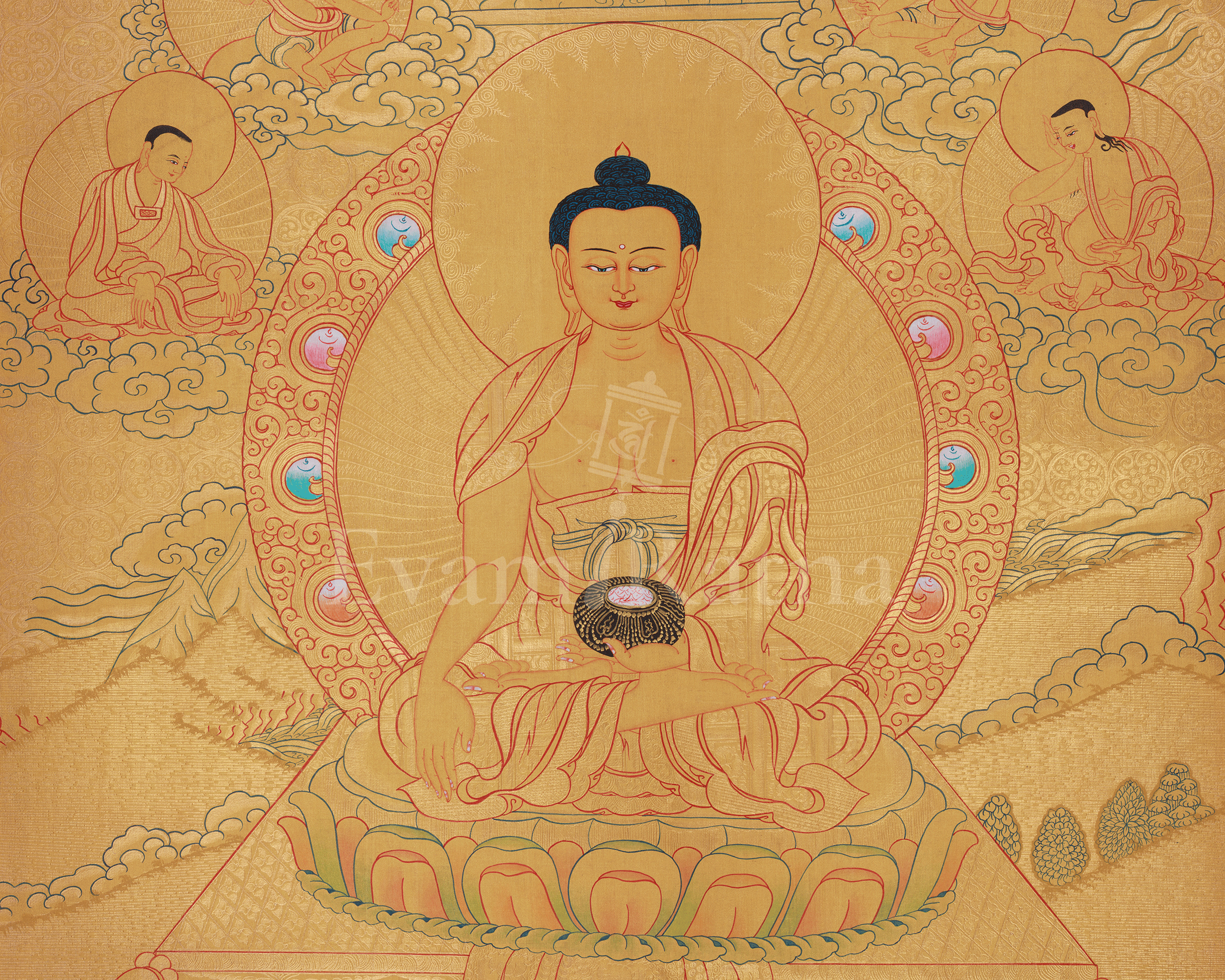 Meditating Buddha Shakyamuni Thangka | Spiritual Art of Wisdom and Serenity