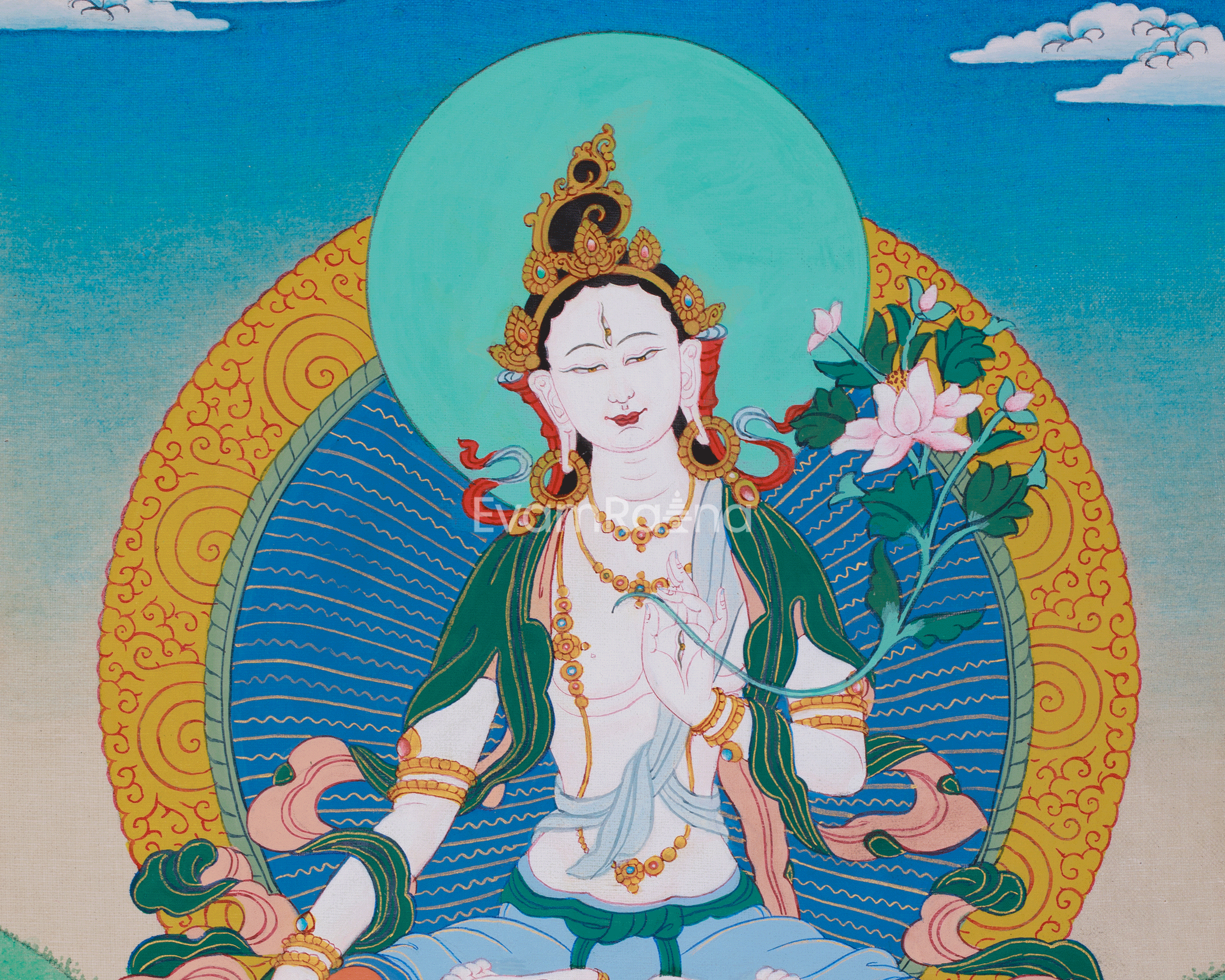 White Tara, Goddess of Longevity Painting | Tibetan Female Bodhisattva