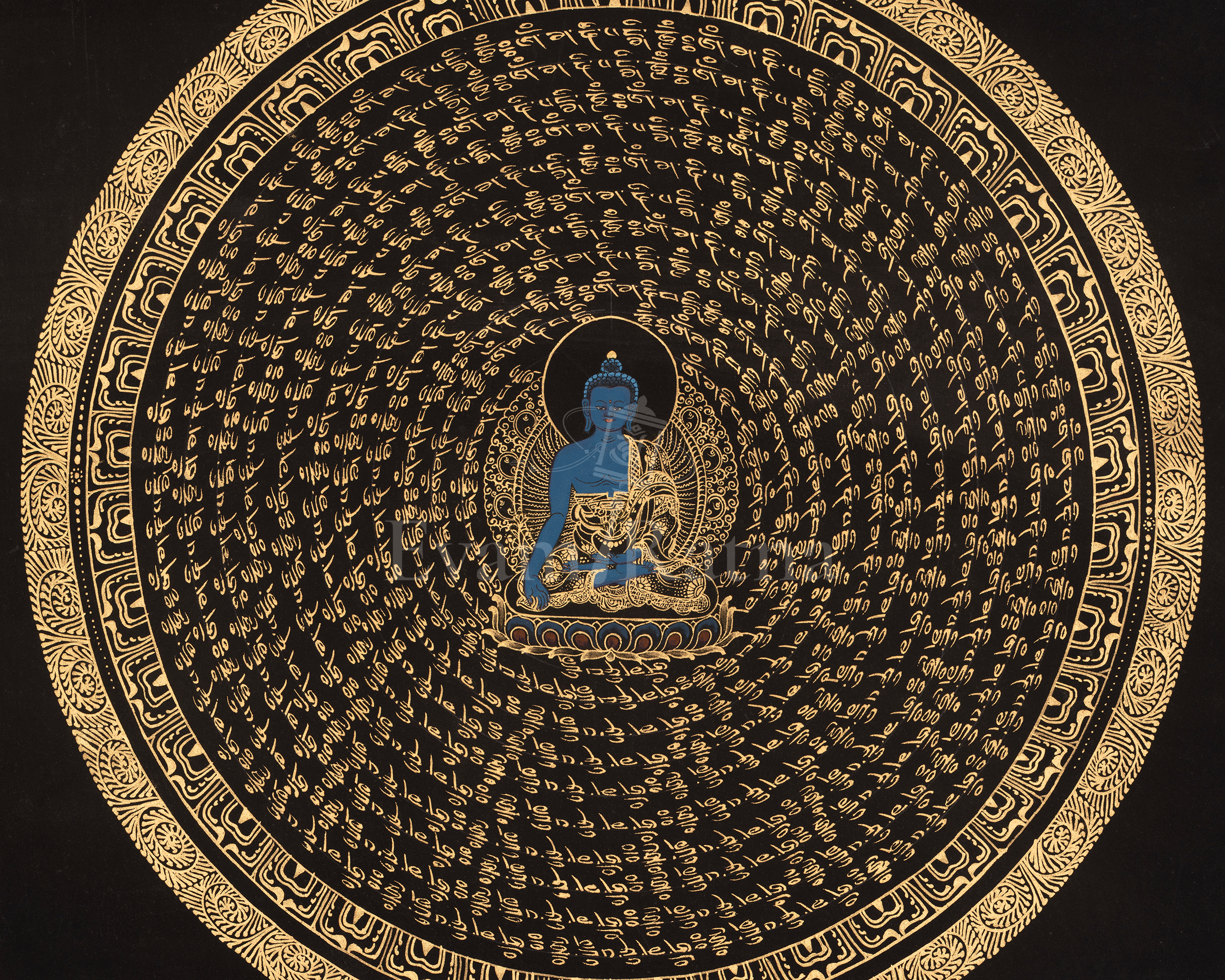 Medicine Buddha Mandala Art | Sacred Tibetan Thangka of Healing and Wisdom