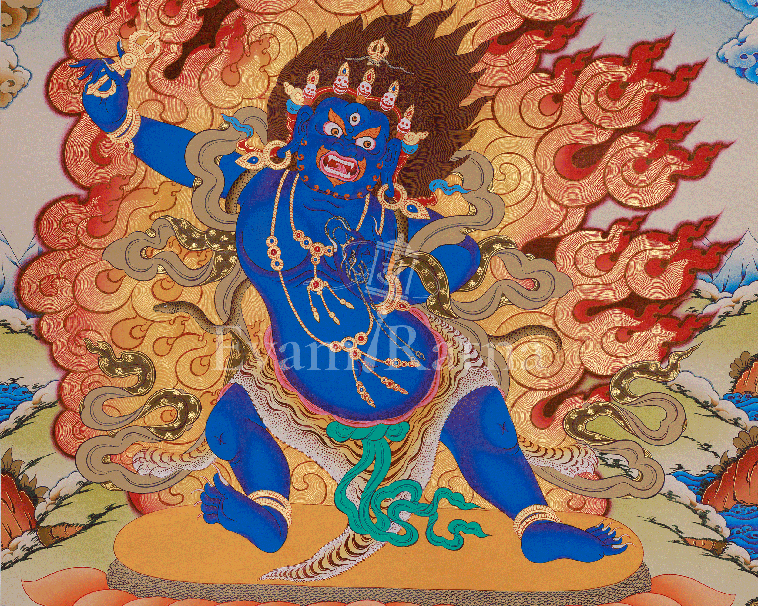 Himalayan Vajrapani Art | A Powerful Thangka of the Buddhist Protector