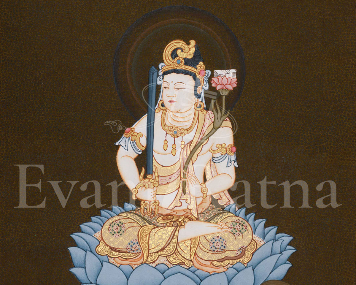 Simhananda Manjushri Thangka | The Lion's Roar of Liberating Wisdom