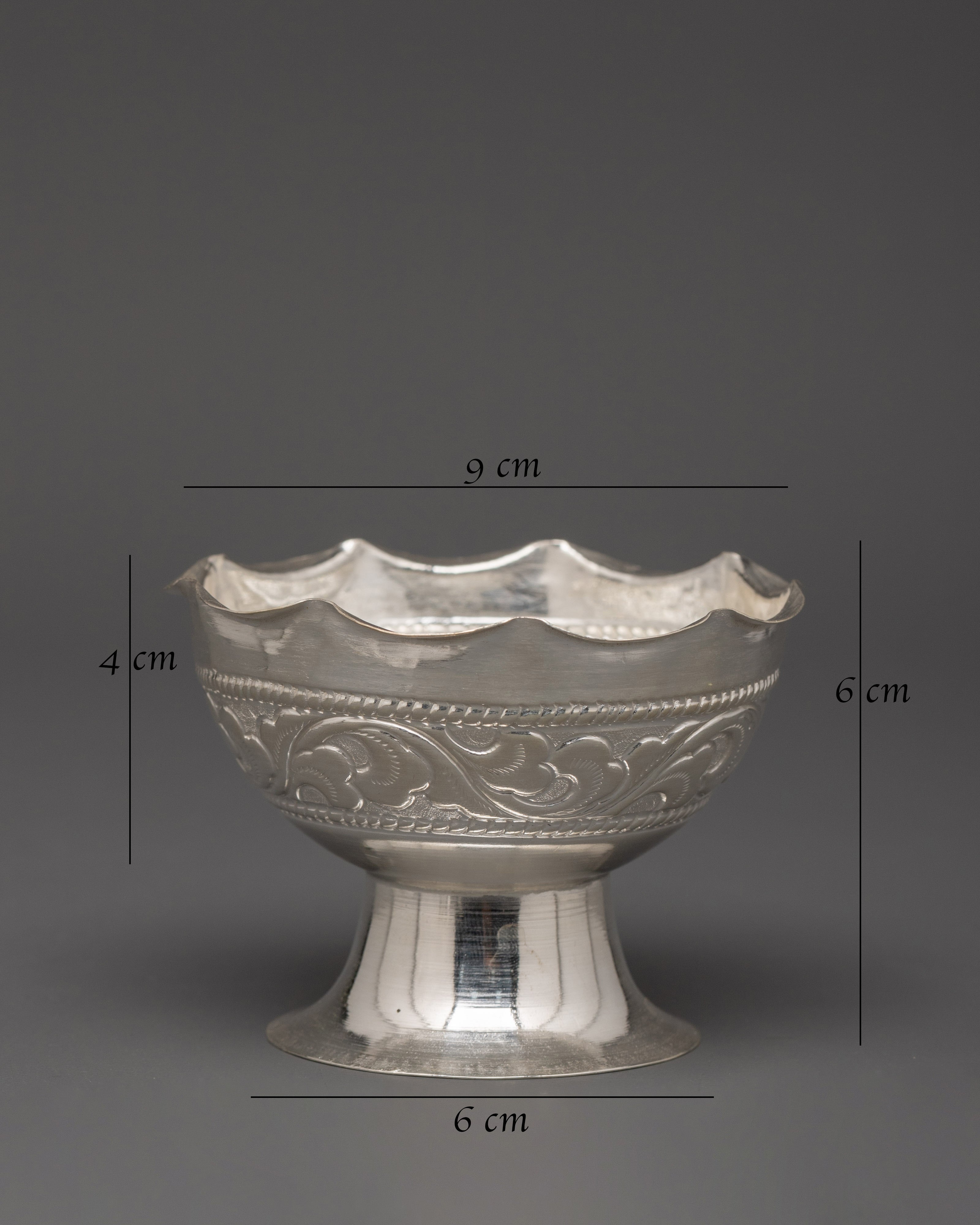 Handmade Pure Silver Offering Bowl | Sacred Offering Bowl for Puja & Shrine Use