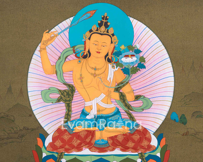 Manjushri Bodhisattva Thangka | Wisdom Buddha in Karma Gadri Style