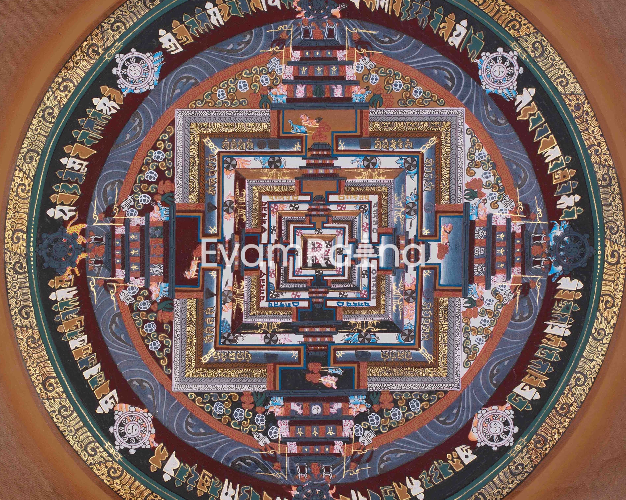 Traditional Thangka Of Kalachakra Mandala | Symbol Of Wisdom, Harmony, and Enlightenment | Meditation & Spiritual Altar