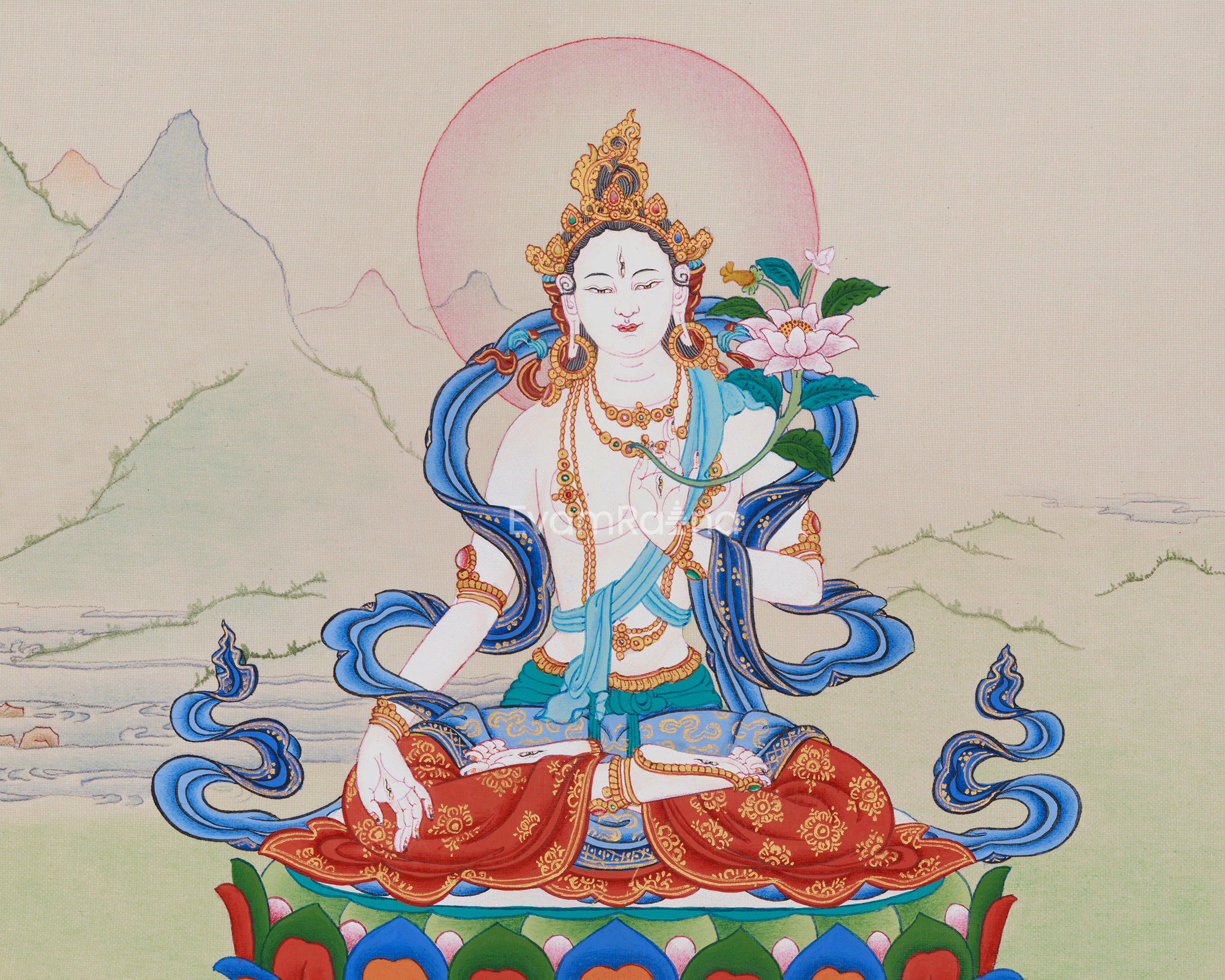 Sita Tara Tibetan Deity Thangka | Handmade Healing Deity