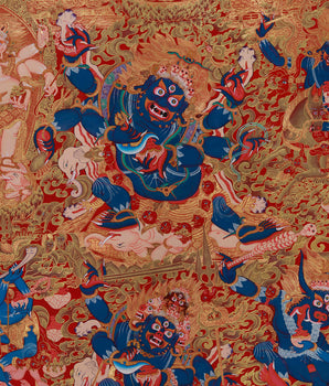 Golden Fury, The Mighty Mahakala Protector in Six-Arms | A Powerful Guardian of Spiritual Enlightenment