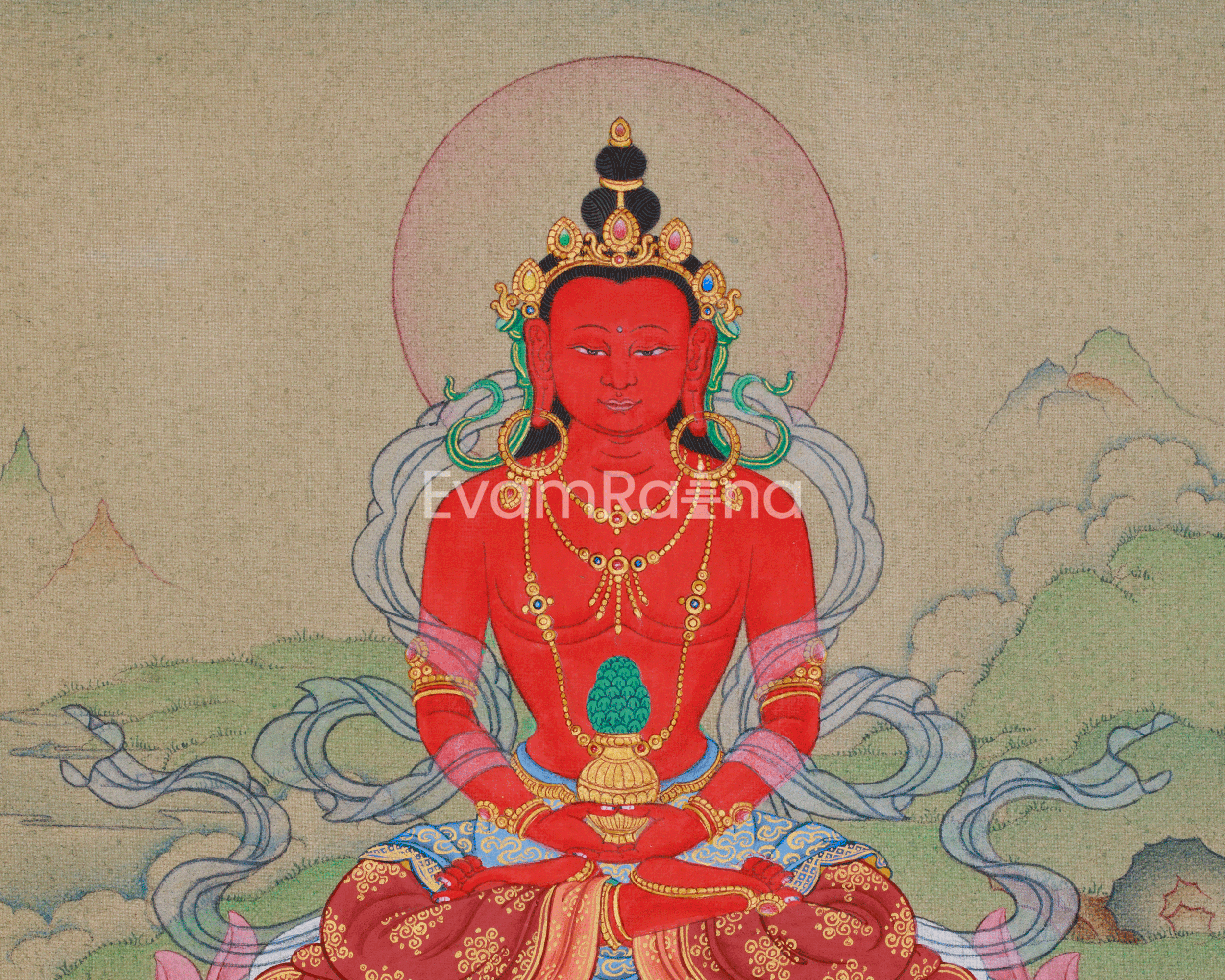 Buddha Amitayus Painting | Tibetan Art for Longevity and Wisdom
