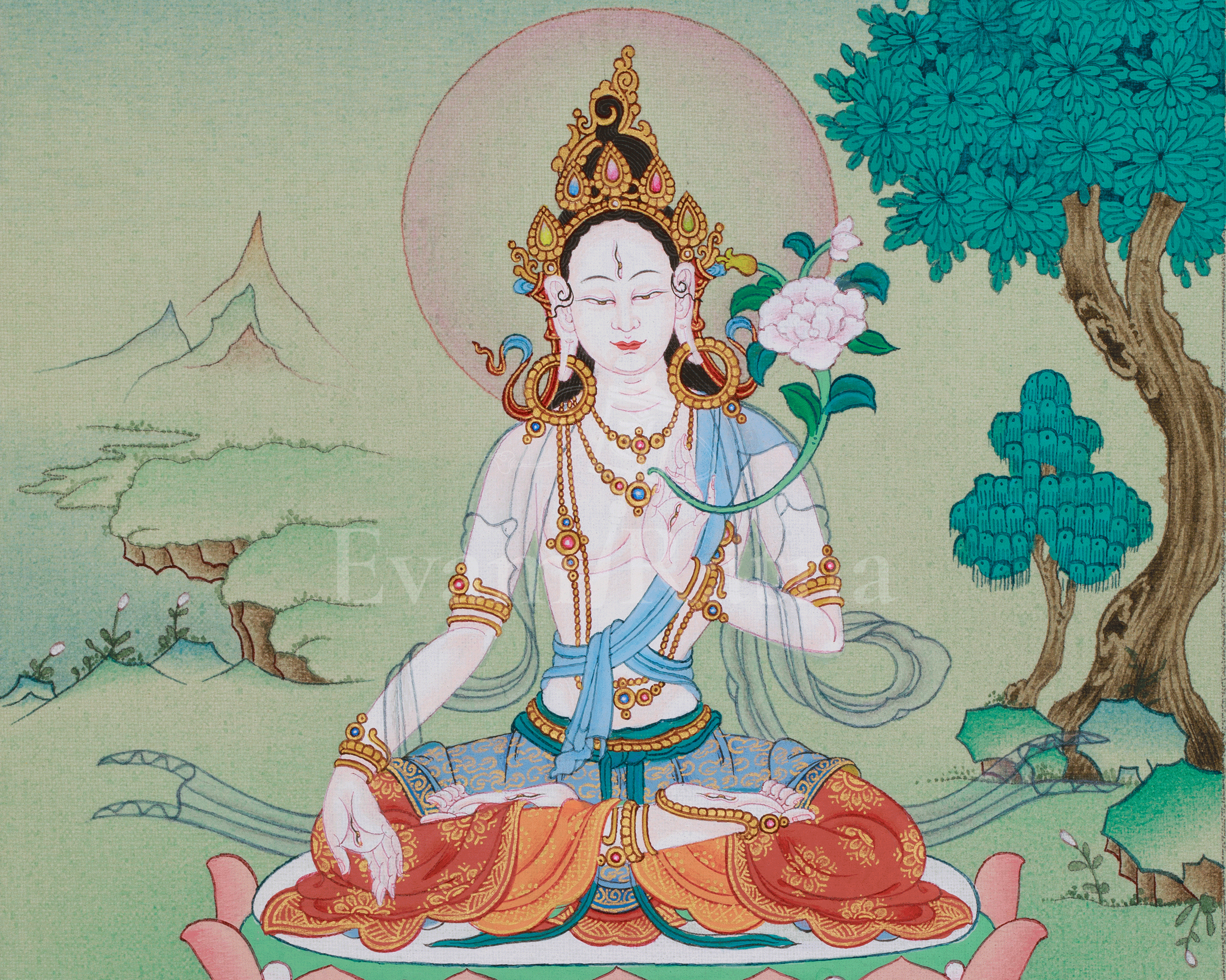 Tibetan White Tara Art | The Seven-Eyed Goddess | Sita Tara
