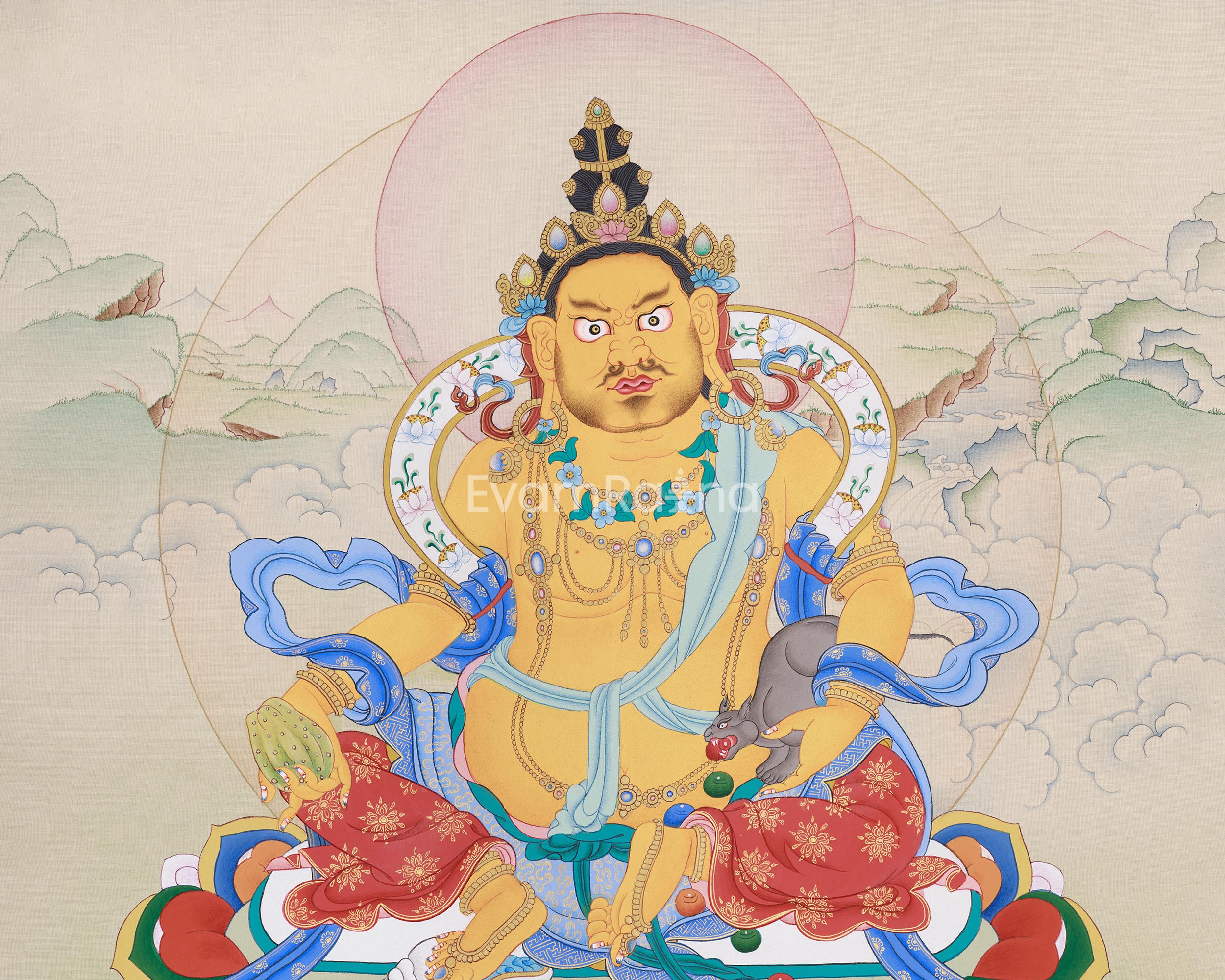 Traditional Jambhala Painting | The Prosperity God of Tibetan Buddhism