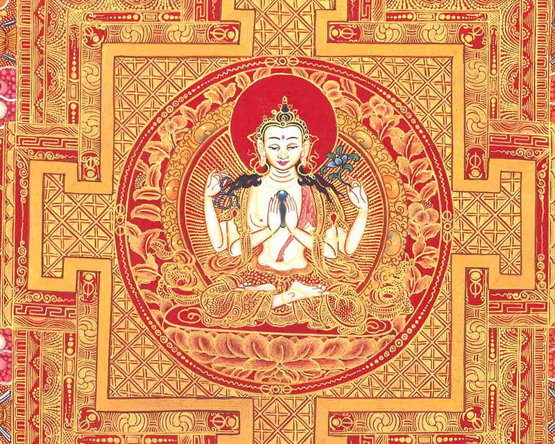 Chenresig Mandala | Traditional Tibetan Thangka | Wall Decors