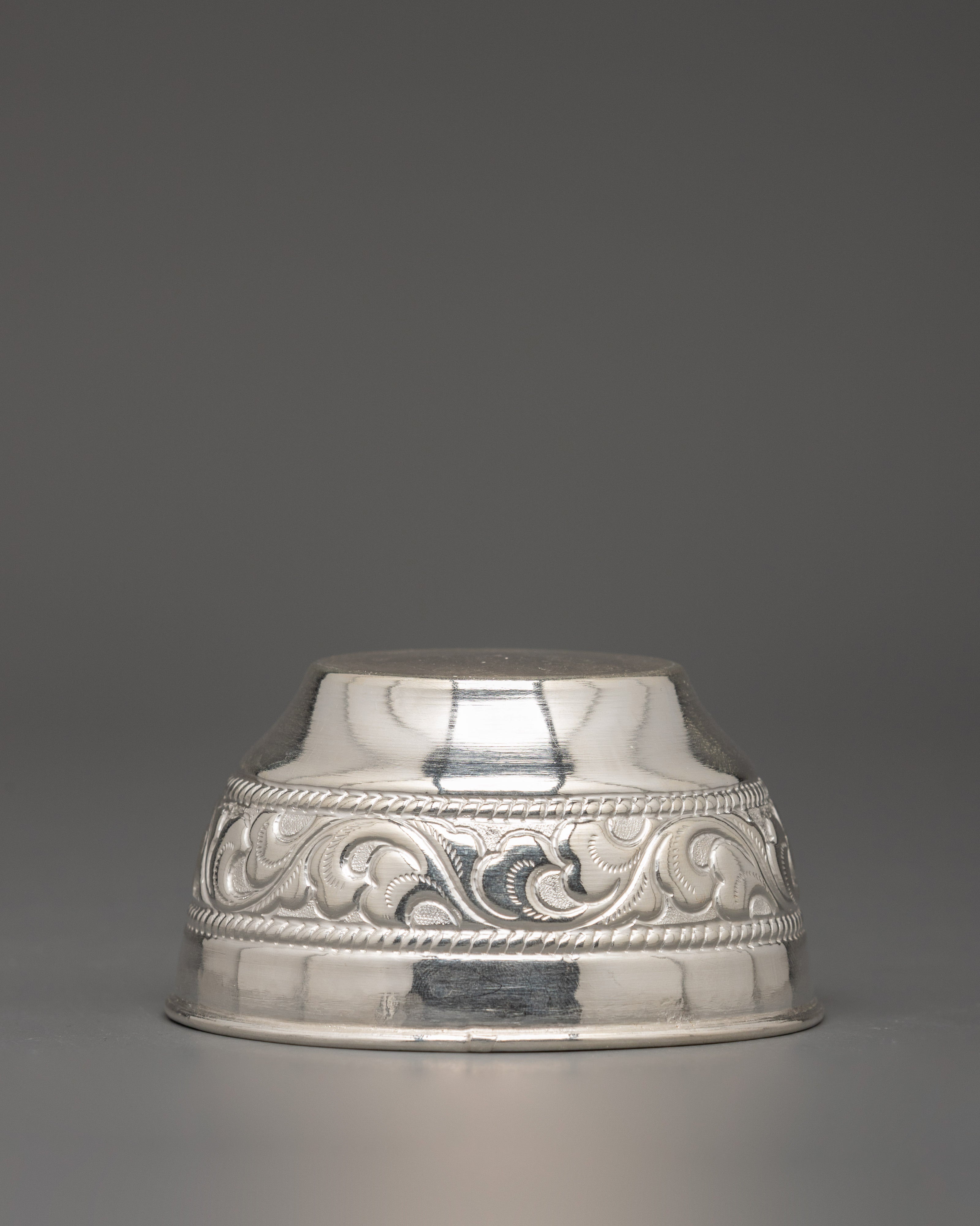 Pure Silver Offering Bowl | Handcrafted Hindu Pooja Accessory