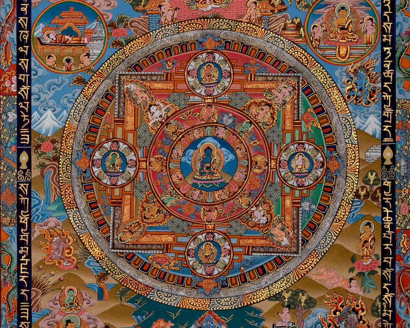 Medicine Buddha Mandala Thangka Painting | Original Hand-painted Tibetan Thangka for Wall Hanging