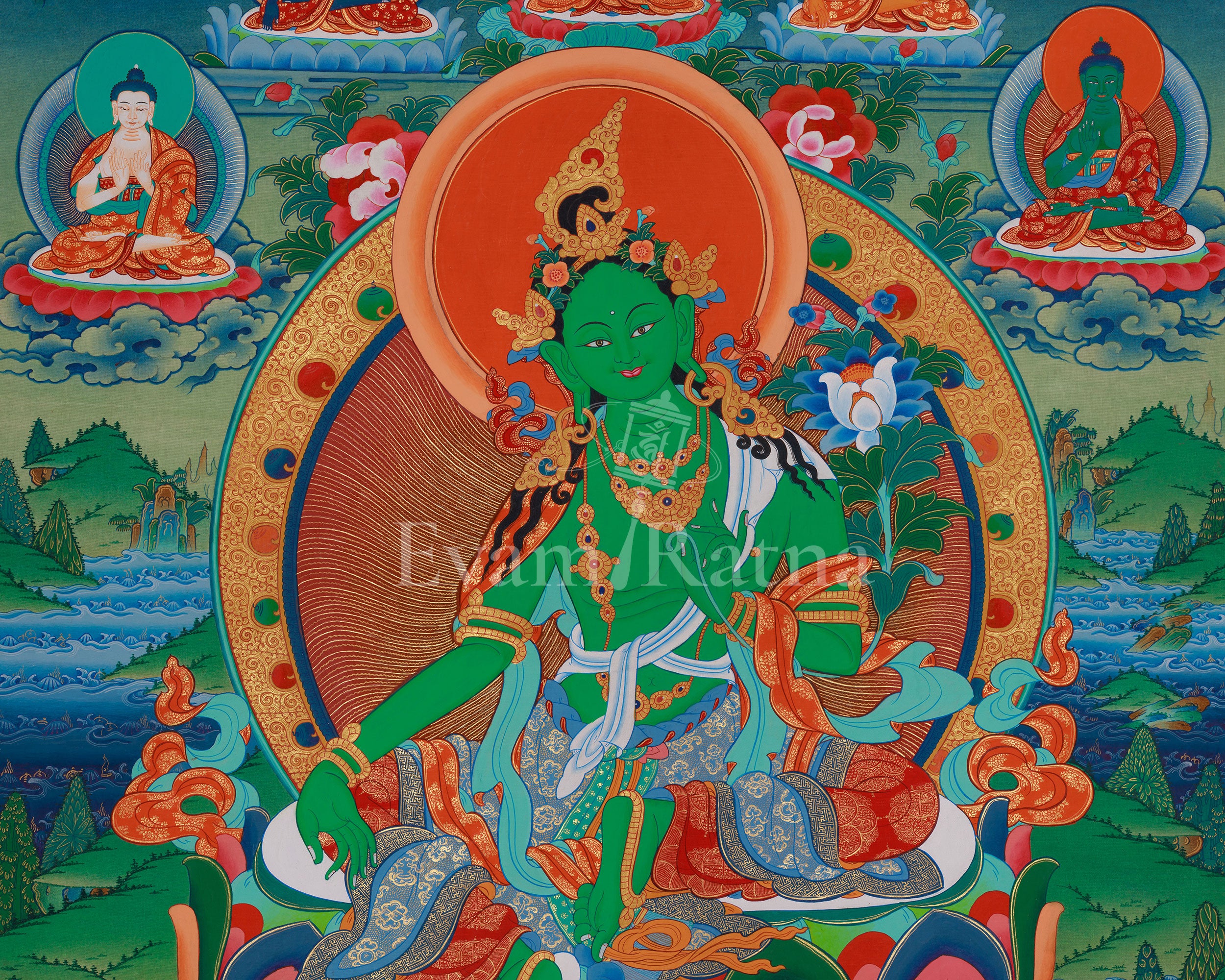 Sacred Goddess Green Tara Thangka | Compassion and Protection Deity