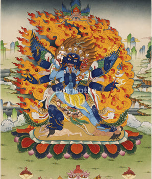 Vajrakilaya Thangka Print | Canvas Art For Decor | Spiritual Gifts