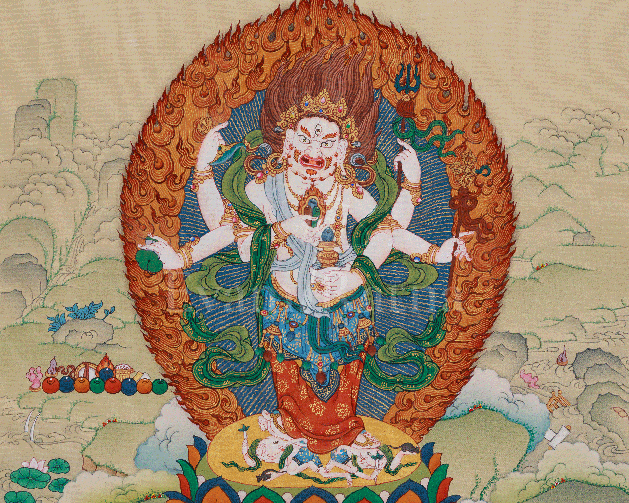 Protector Deity White Mahakala Thangka | Vajradharma Artwork