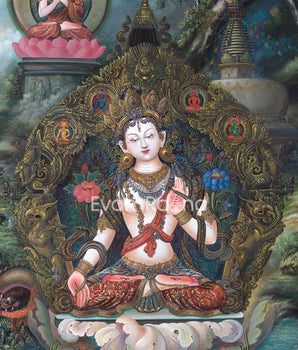 White Tara Canvas Print | Mother White Tara Digital Print | The Symbol of Compassion and Healing