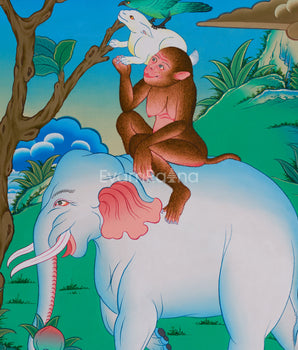 Four Harmonious Friends Artwork | A Sacred Symbol of Unity, Compassion, and Mutual Support