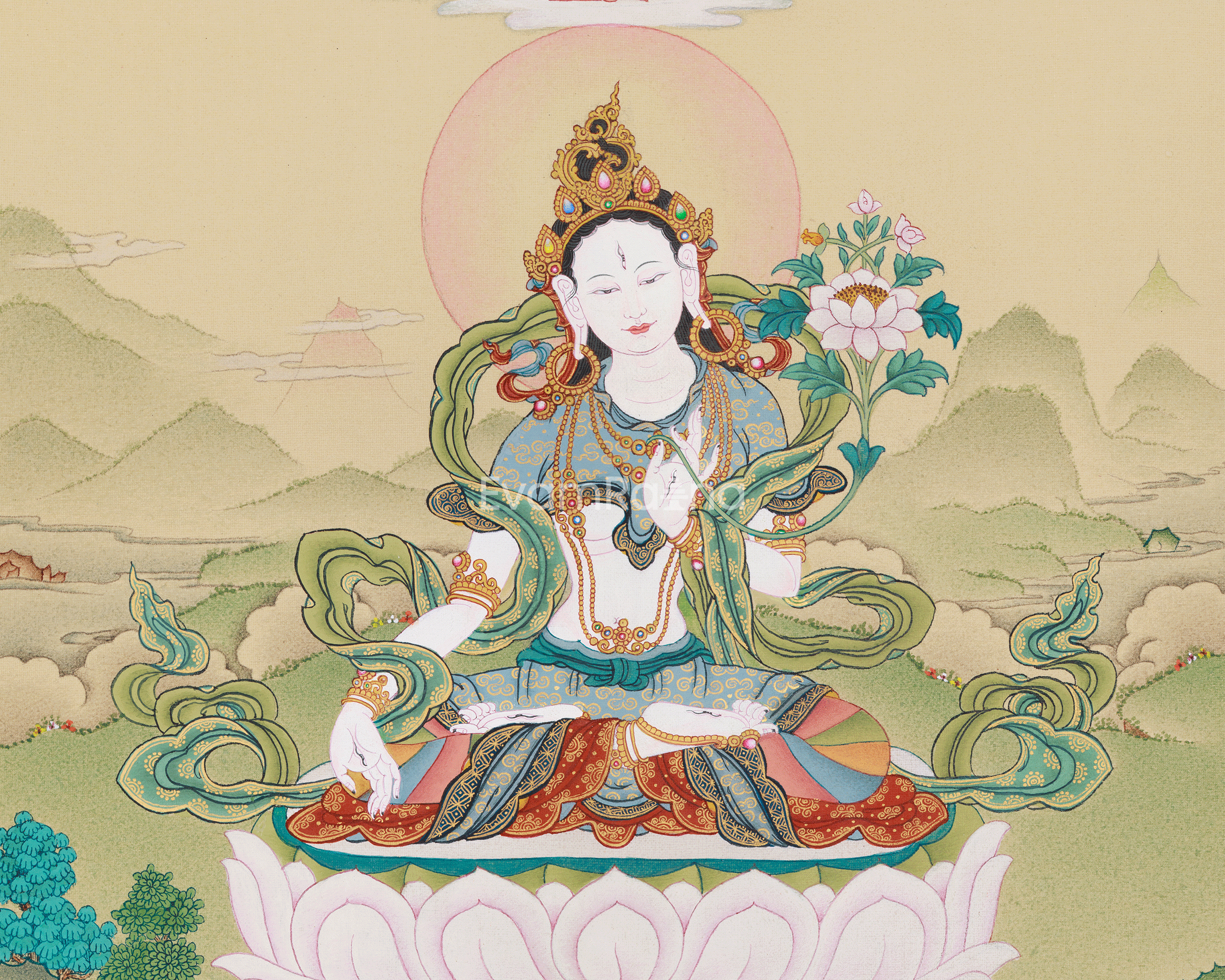 White Tara with Buddha Amitabha | The Divine Union of Compassion and Infinite Light