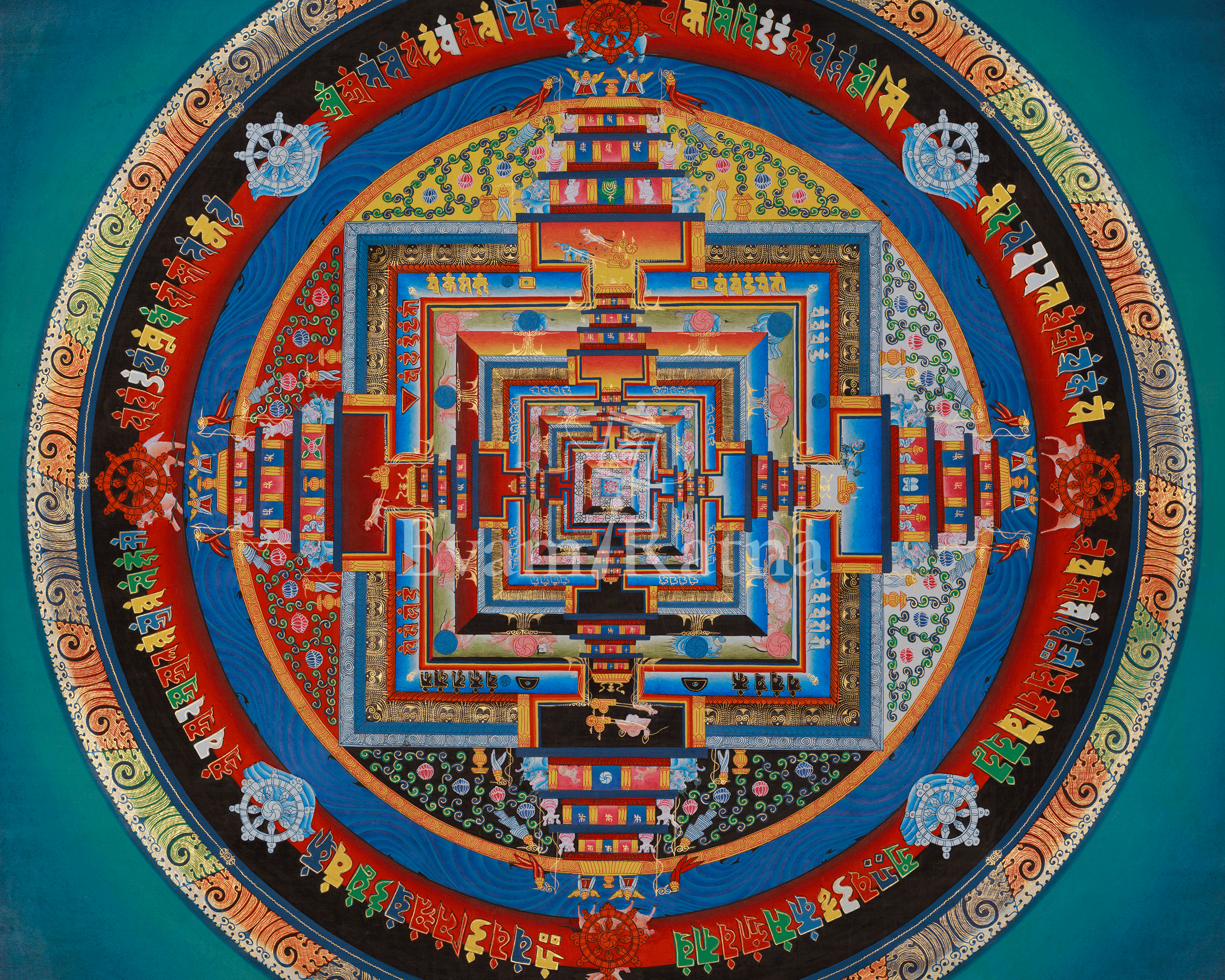 Authentic Kalachakra Mandala Art | Tibetan Wheel of Time Thangka