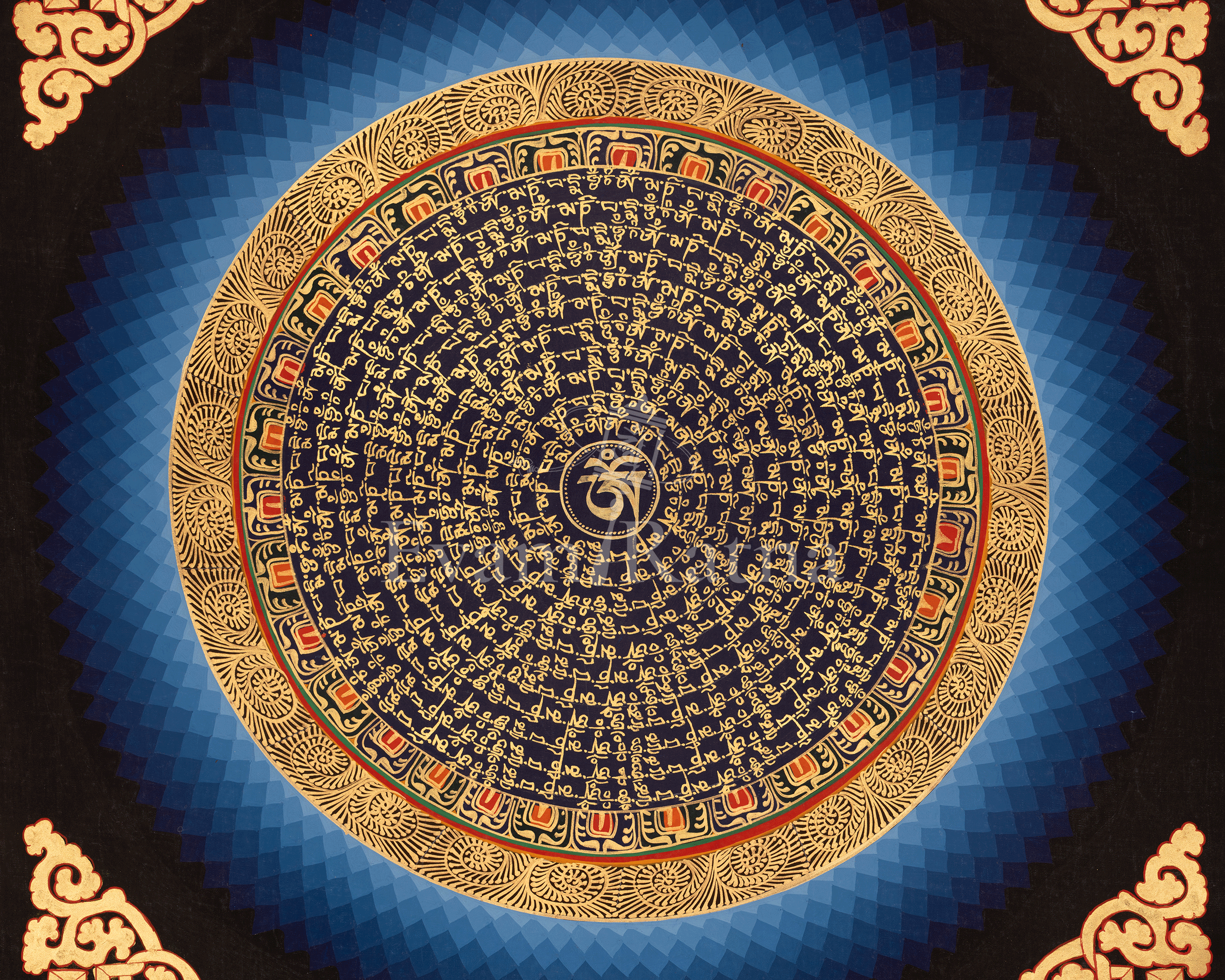 Mantra Mandala Wisdom Artwork | Buddhist Cosmic Diagram Thangka | Meditation Altar