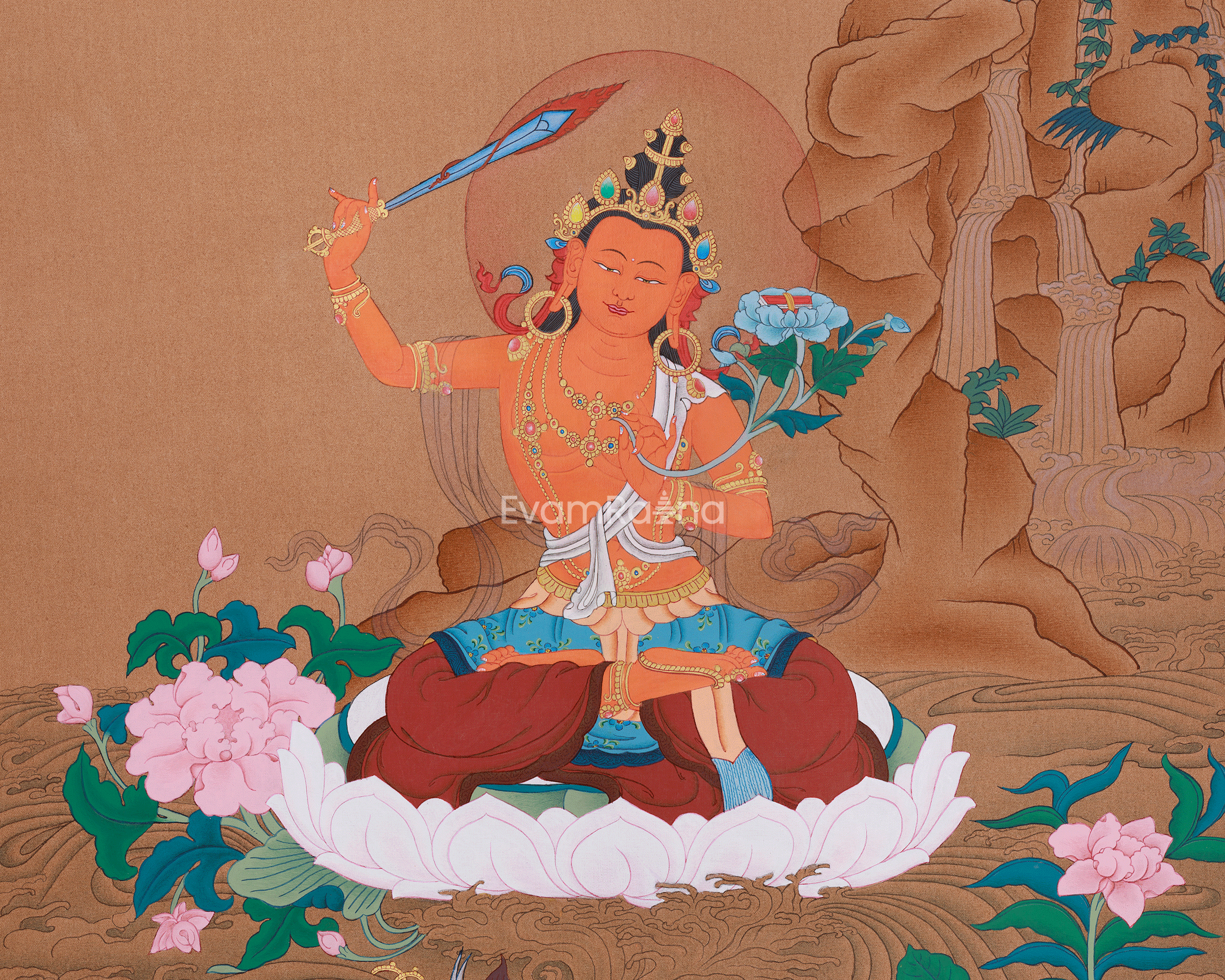 Manjushri Spiritual Thangka | The Divine Symbol of Wisdom and Enlightenment