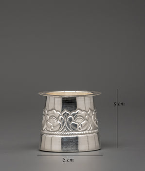 Pure Silver Glass with Spoon Set | Handcrafted Silver Ritual Cup