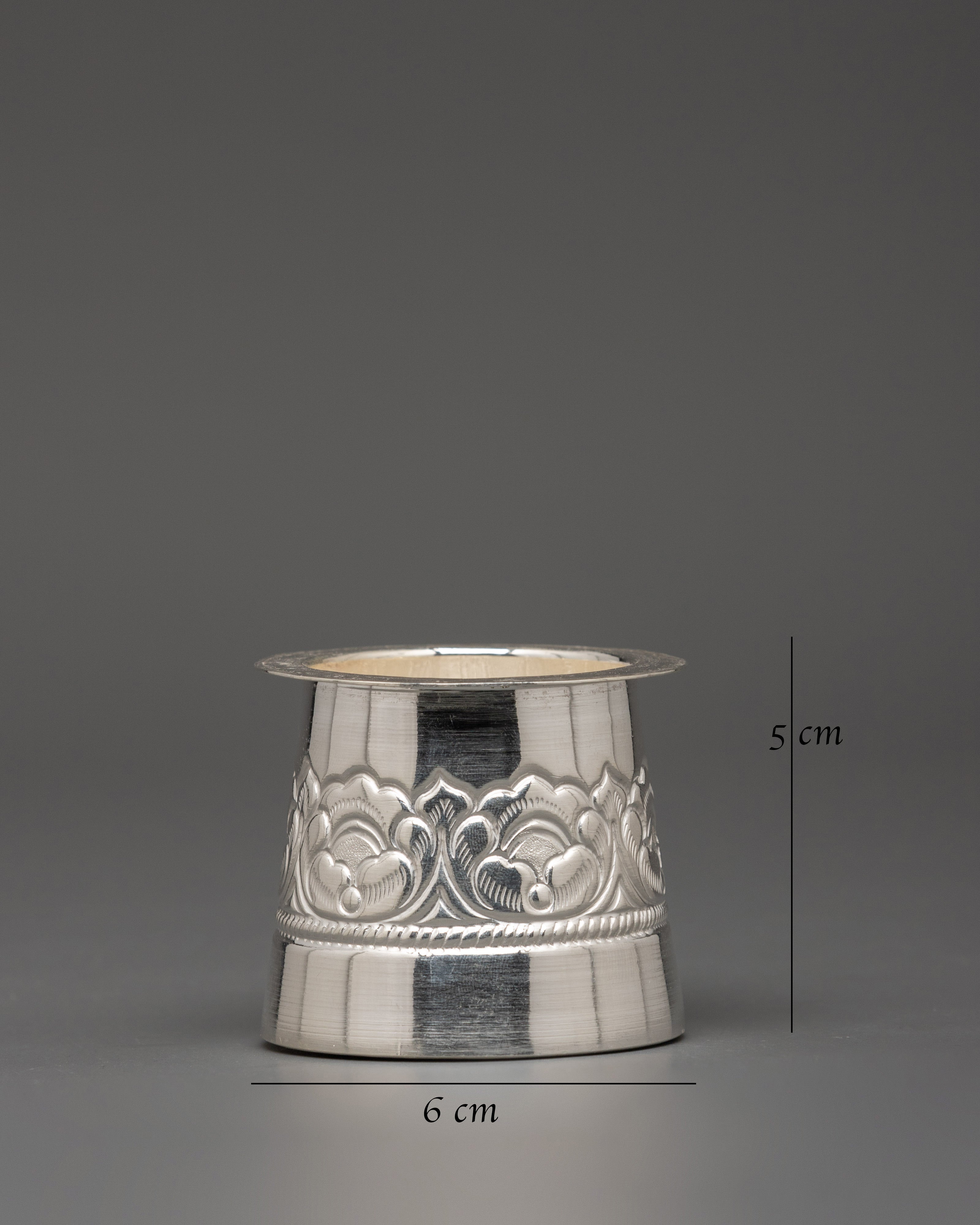 Pure Silver Glass with Spoon Set | Handcrafted Silver Ritual Cup