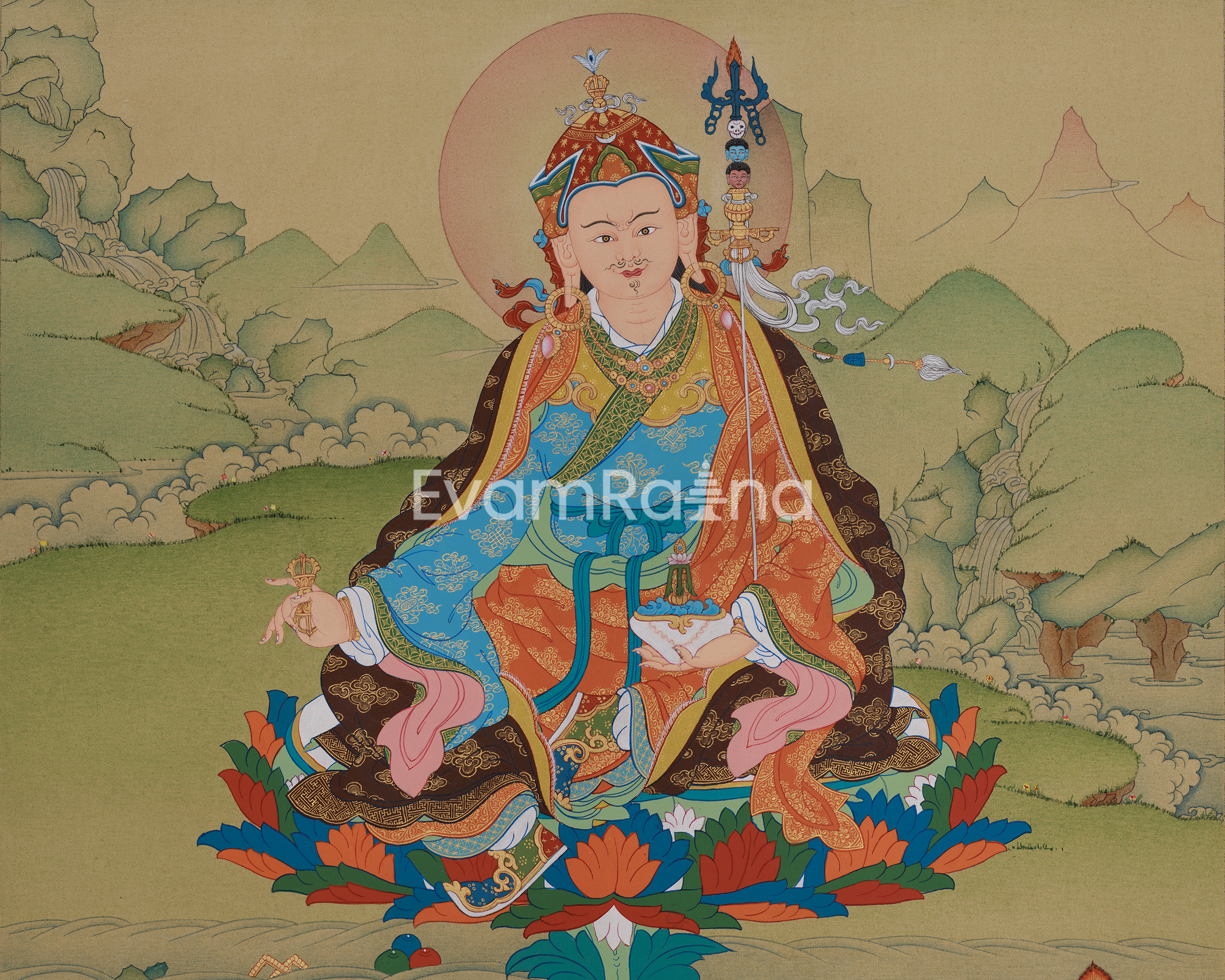Guru Rinpoche Wisdom Thangka | Spiritual Master of Vajrayana Art