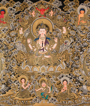 Rig Sum Gonpo | The Triad of Bodhisattvas Avalokiteshvara, Manjushri, and Vajrapani