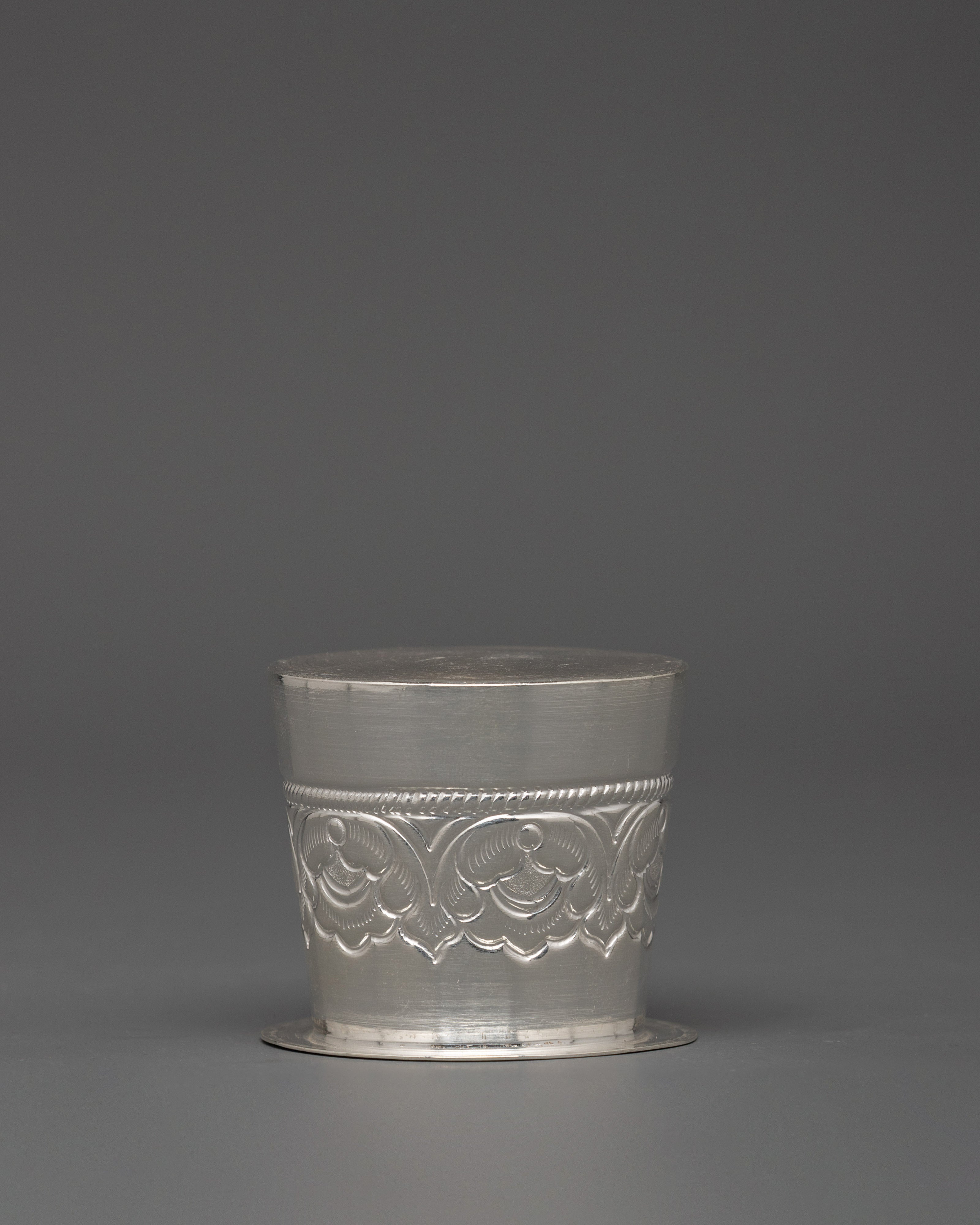 Pure Silver Glass with Spoon Set | Handcrafted Silver Ritual Cup