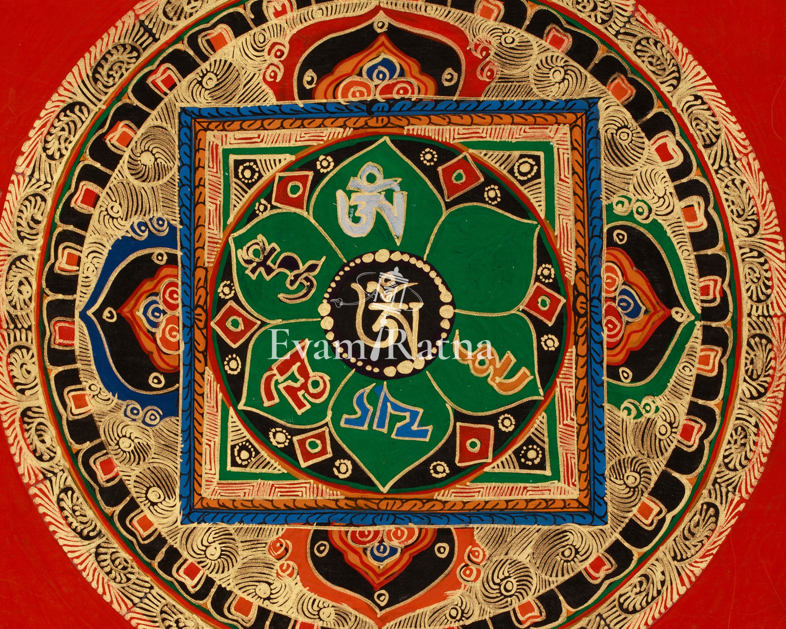 Tibetan Om Mantra Mandala | Himalayan Spiritual Visualization Painting