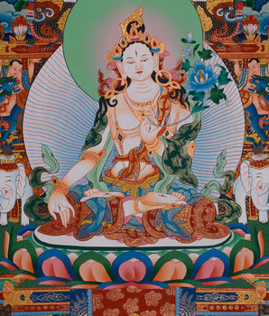 Three Longevity Deities Thangka | White Tara, Amitayus & Namgyalma