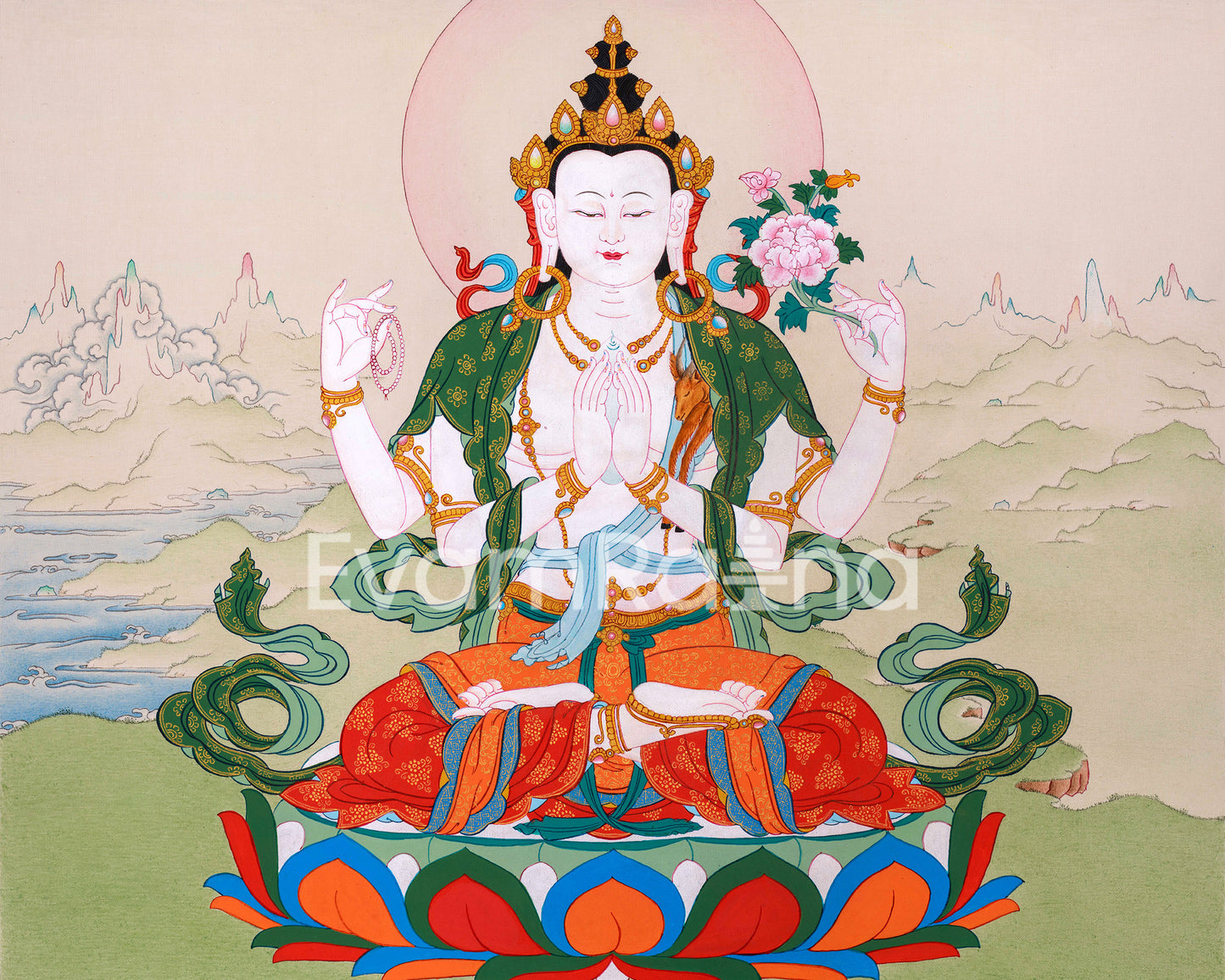 Bodhisattva Chenresig Thangka | Handpainted Buddhist Art