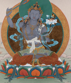 Black Manjushree Thangka Print | High Quality Manjushree Canvas Print | Wall Decor