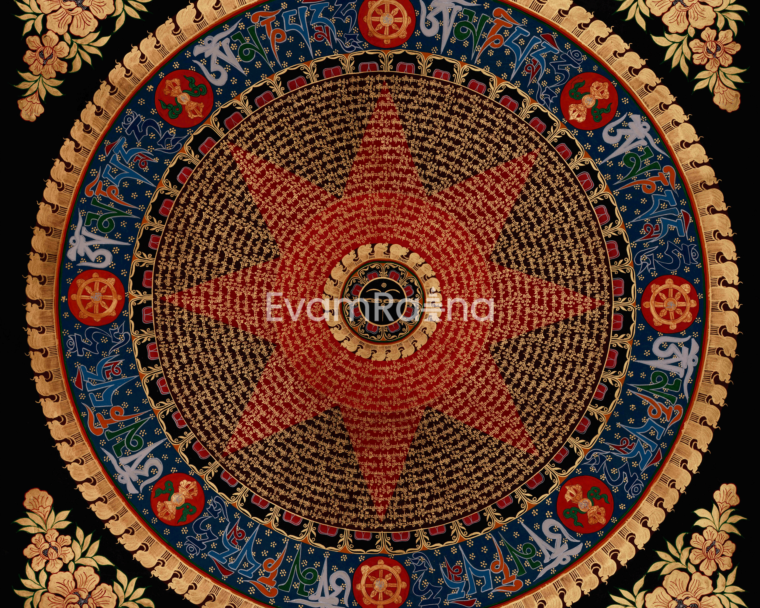 Hand-Painted Mantra Mandala Art | A Sacred Expression of Cosmic Energy