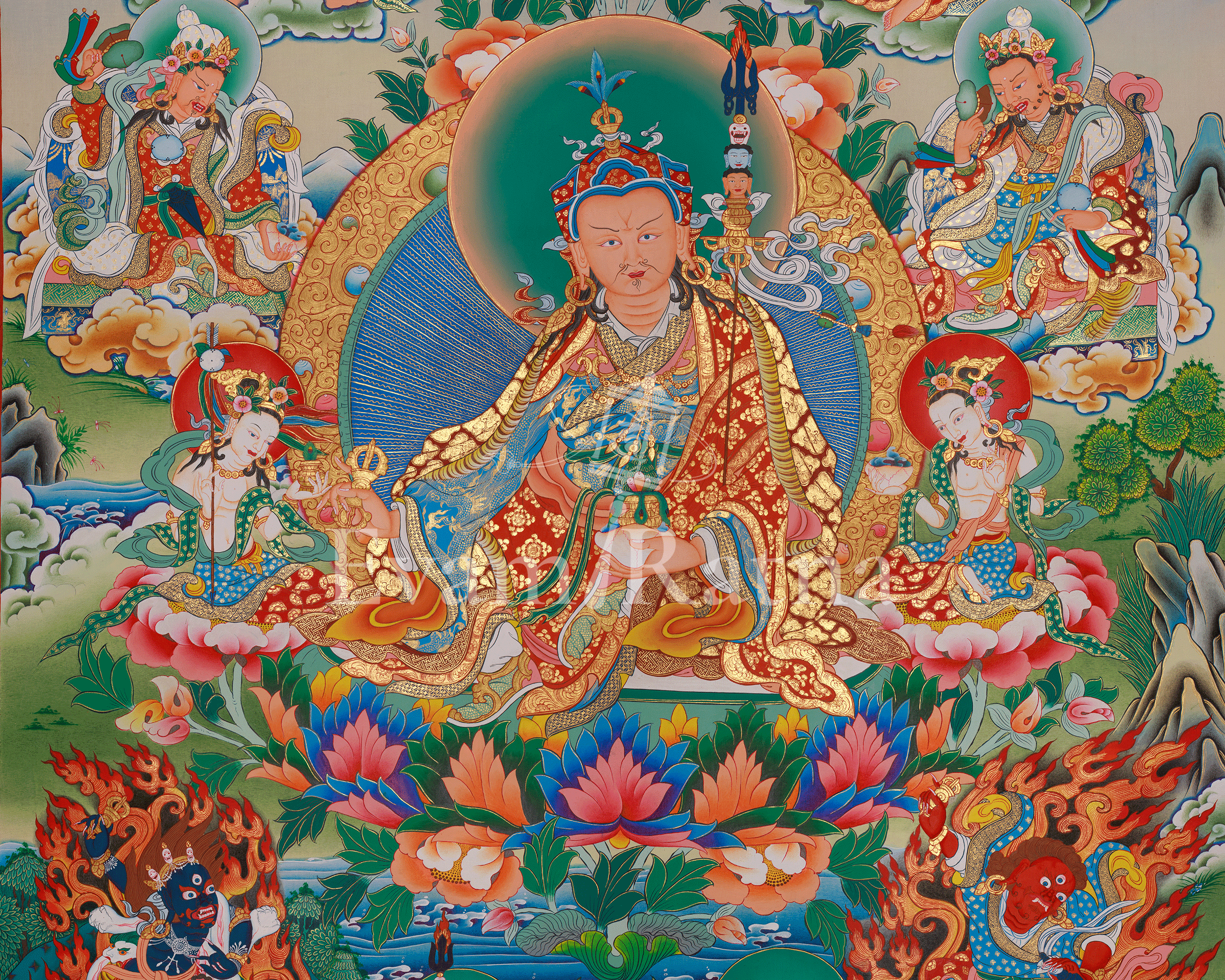 Hand-Painted Guru Rinpoche Art | Embrace the Enlightened Wisdom