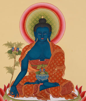 Blue Healing Buddha Thangka | Medicine Buddha Bhaisajyaguru